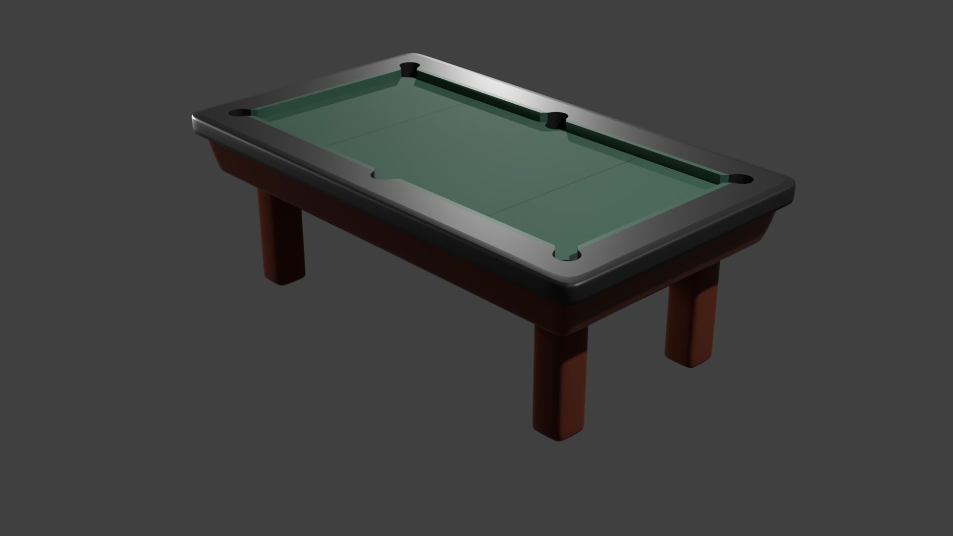 Pool Set table with cue and balls Low-poly 3D model_6