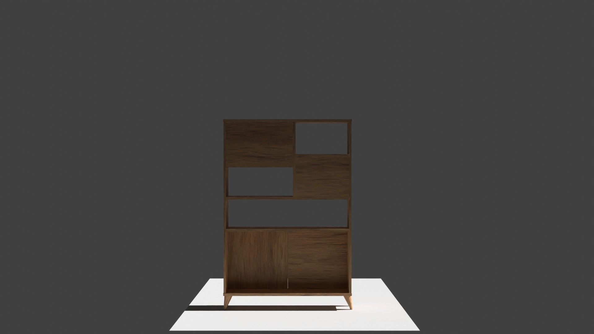 Bookshelf wooden shelf 3D model_2