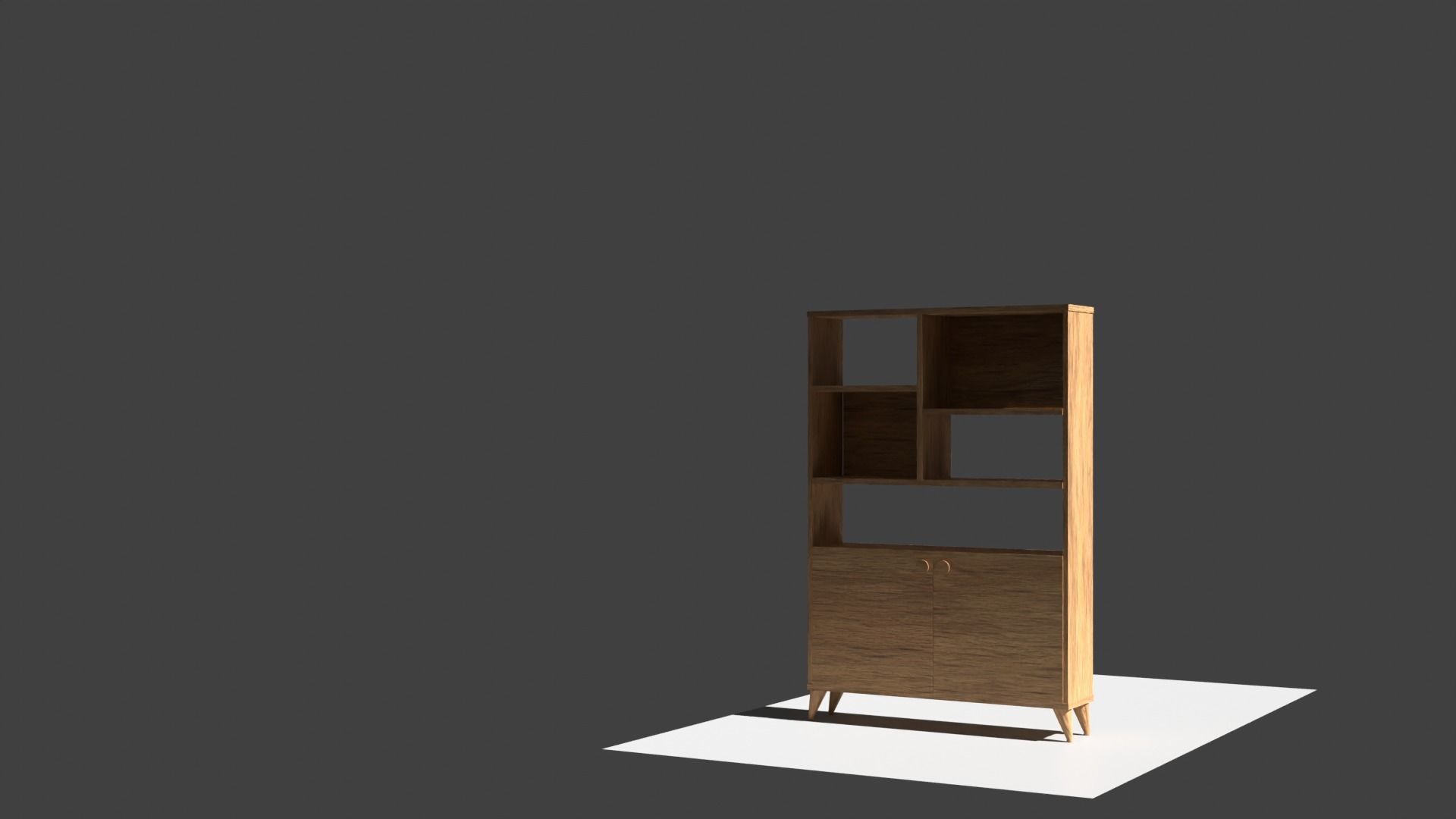 Bookshelf wooden shelf 3D model_4