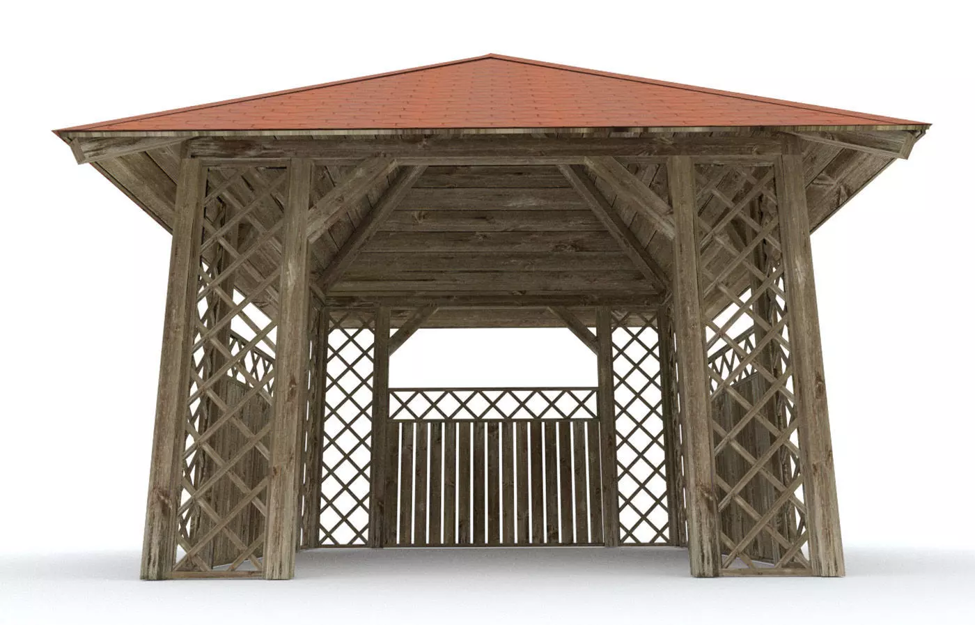 Wooden Garden Pergola Gazebo Arbor 3D model_0