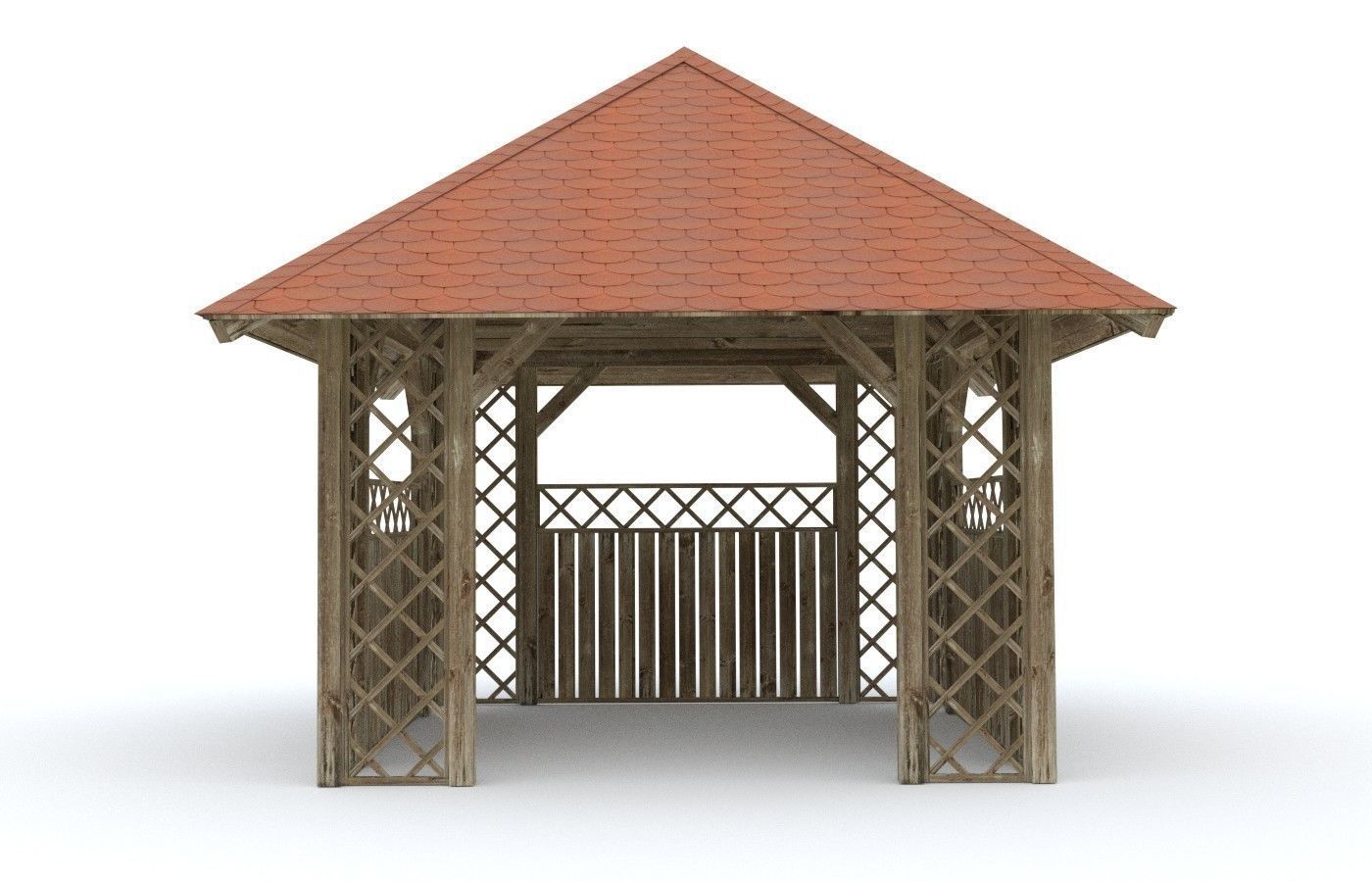 Wooden Garden Pergola Gazebo Arbor 3D model_1