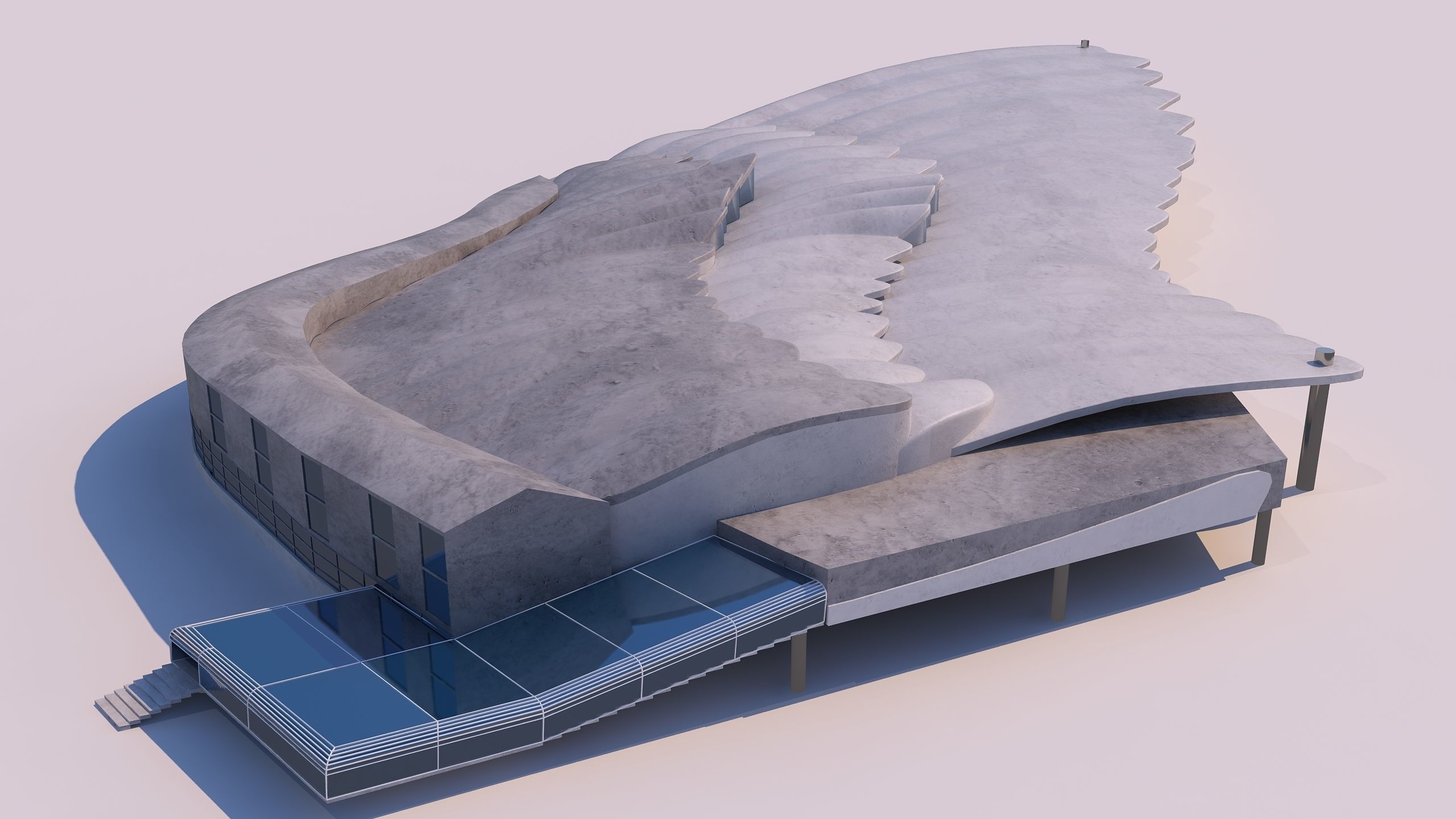 0127 - Bird Wing Building 3D model_3