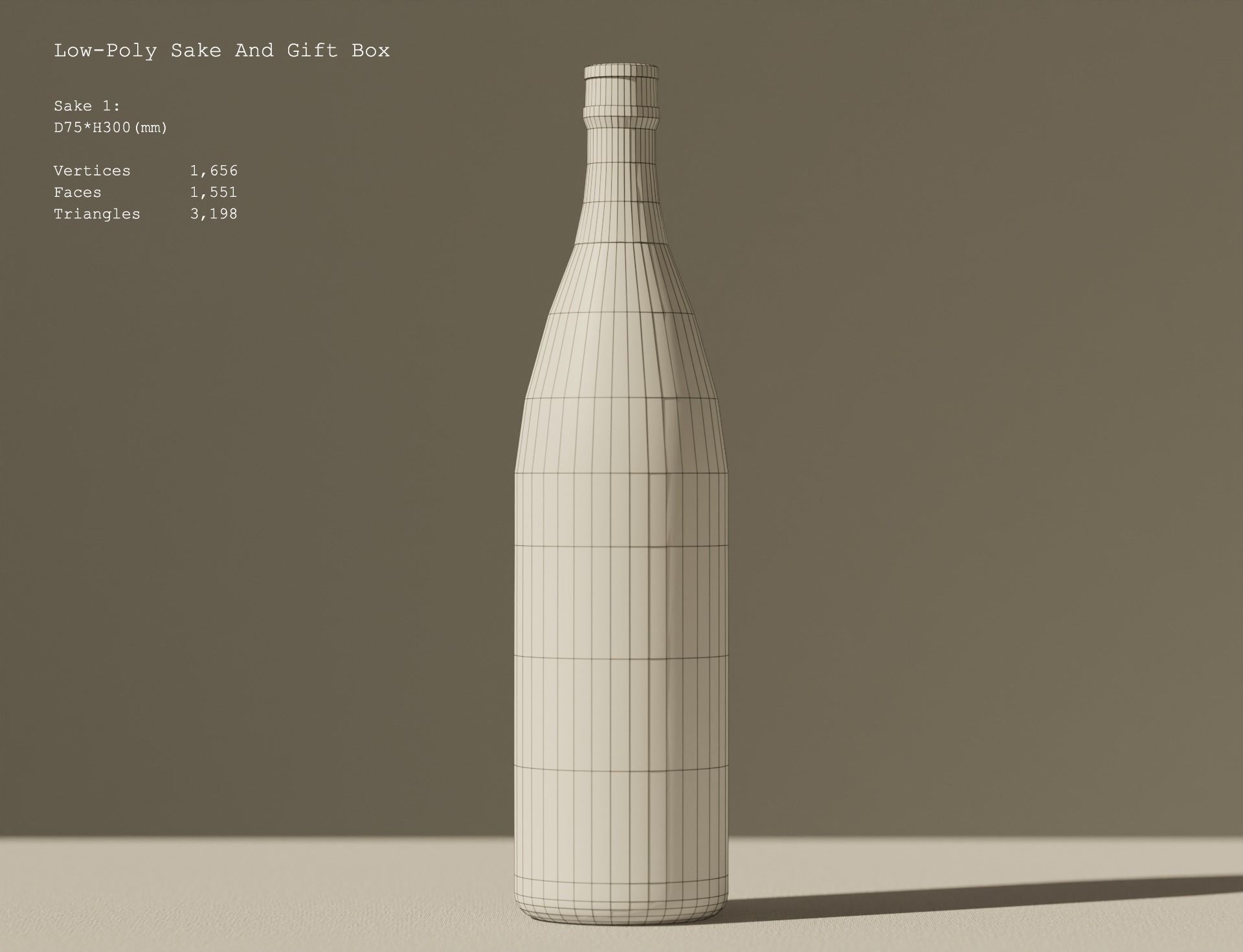 Low-Poly Sake And Gift Box Low-poly 3D model_4