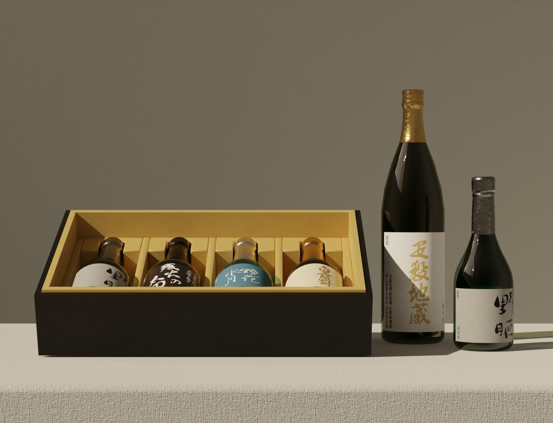 Low-Poly Sake And Gift Box Low-poly 3D model_1