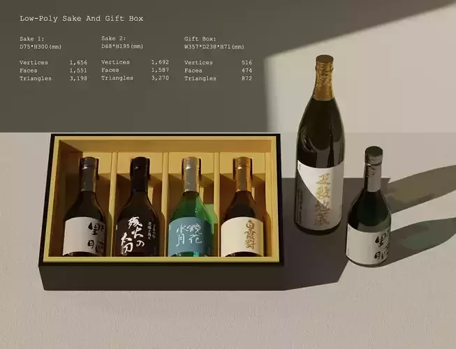 Low-Poly Sake And Gift Box