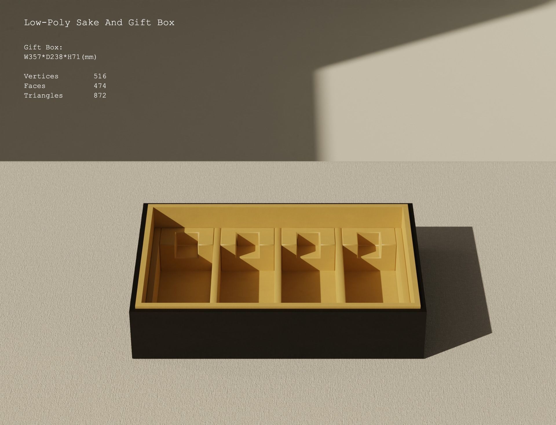 Low-Poly Sake And Gift Box Low-poly 3D model_7