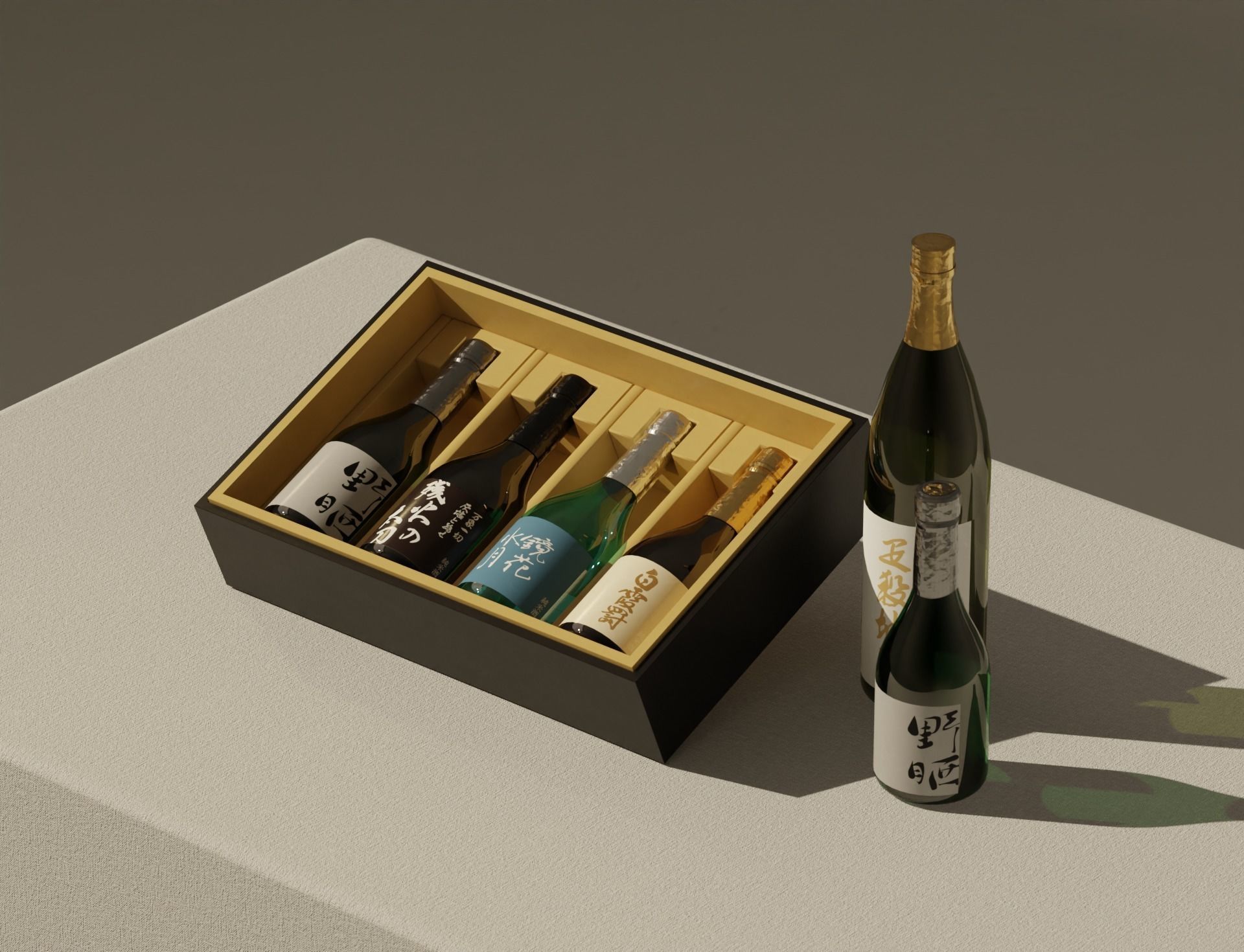 Low-Poly Sake And Gift Box Low-poly 3D model_2