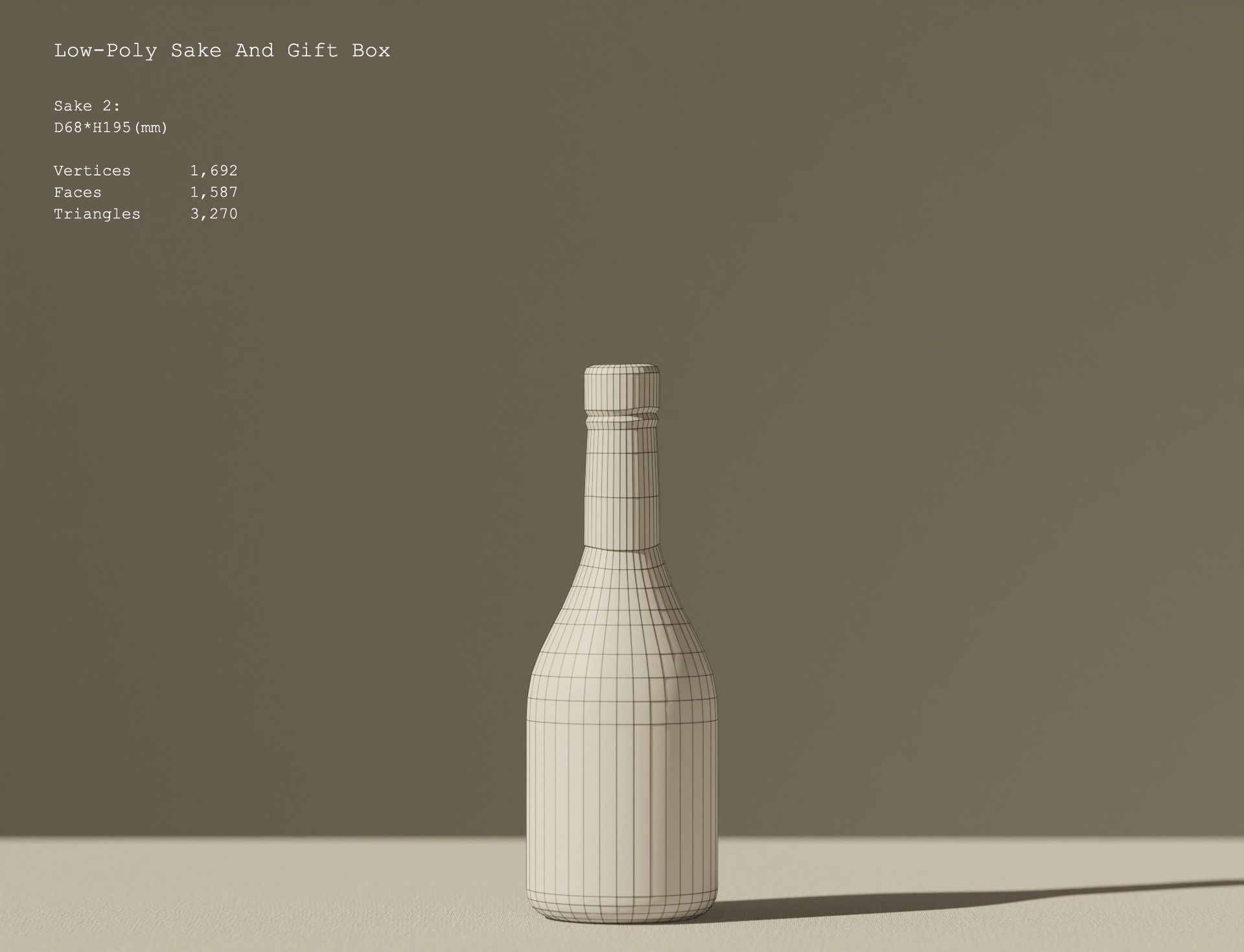 Low-Poly Sake And Gift Box Low-poly 3D model_6