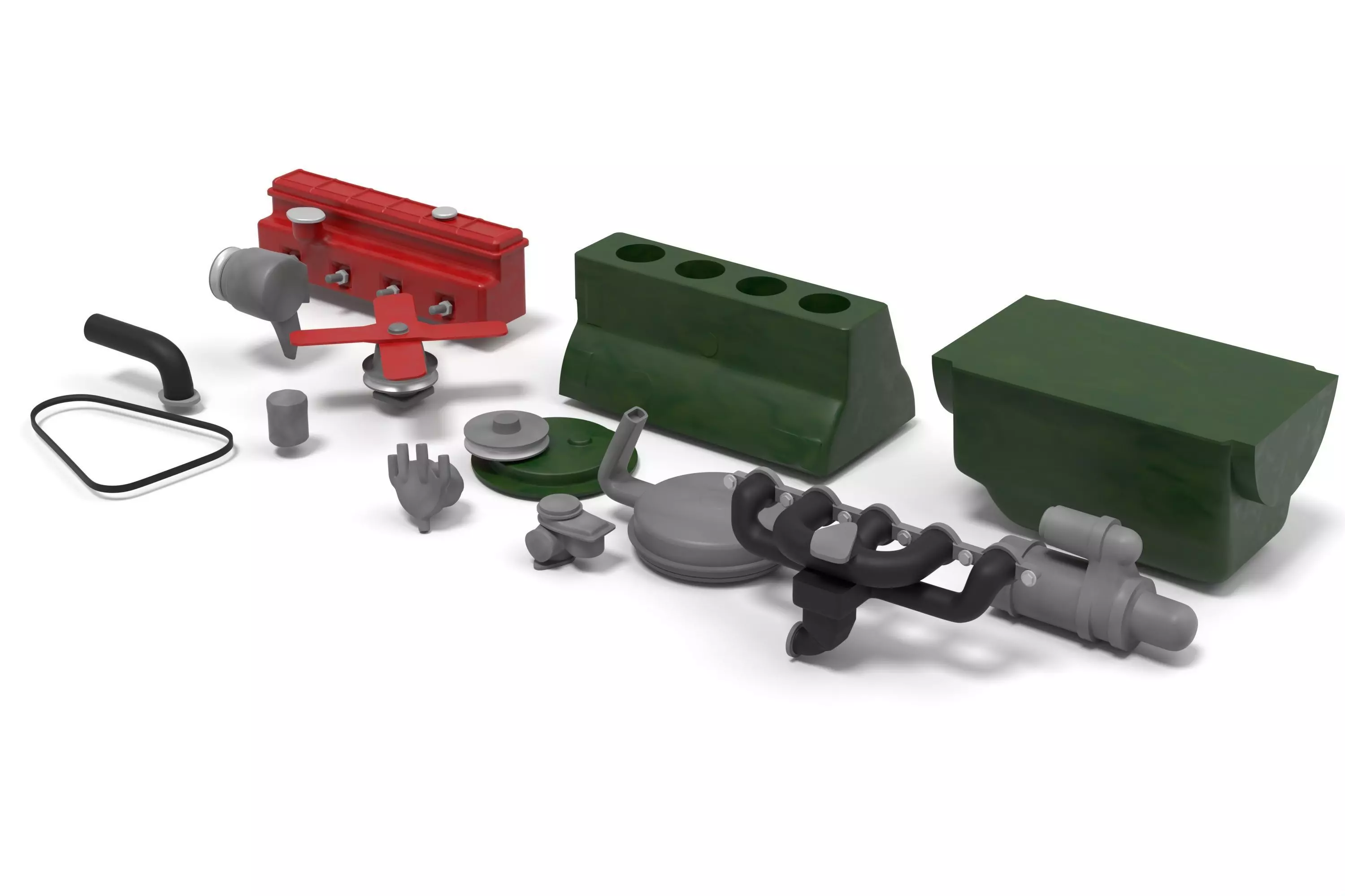 Old straight engine inline engine - parts - print ready 3D print model_0