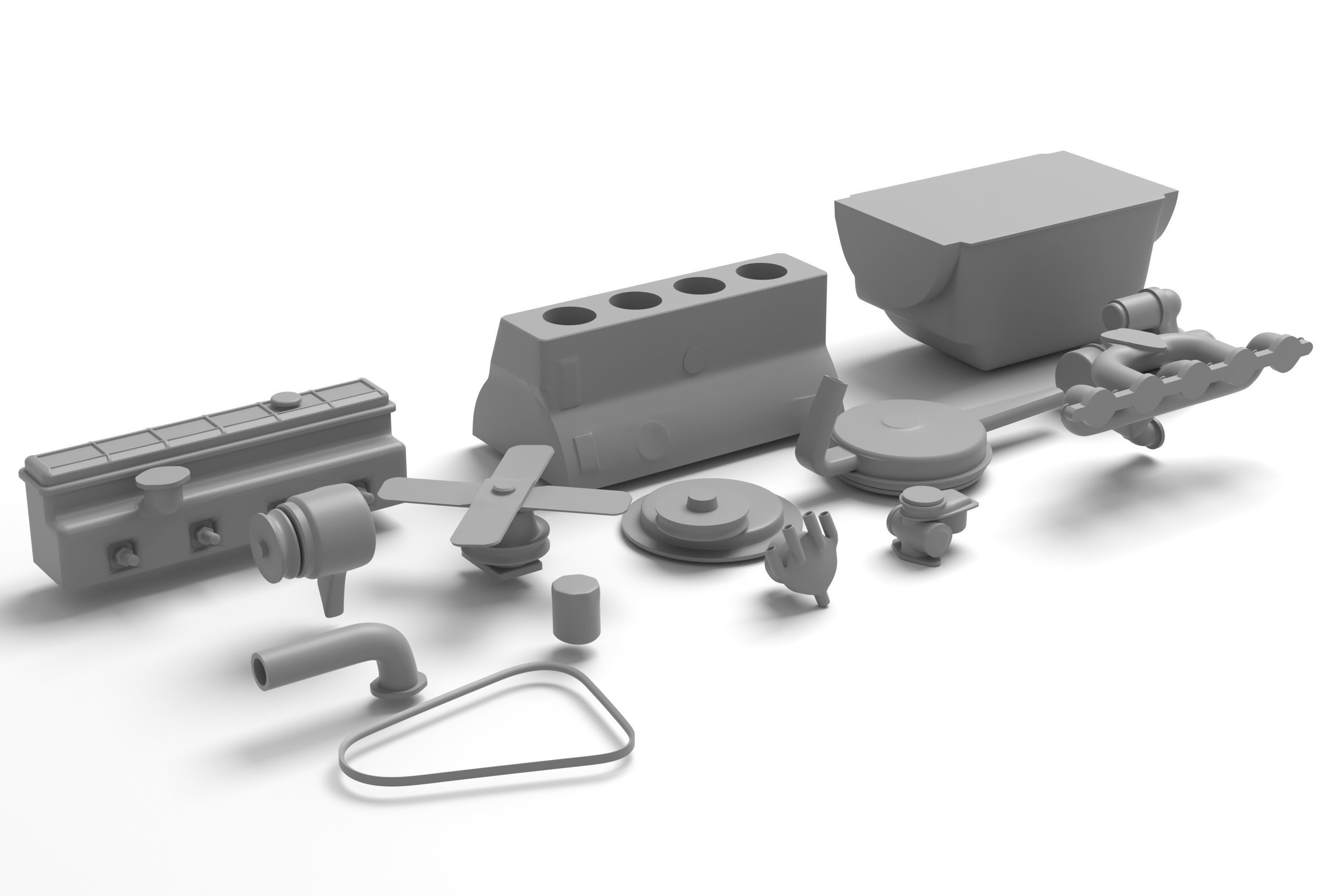 Old straight engine inline engine - parts - print ready 3D print model_5