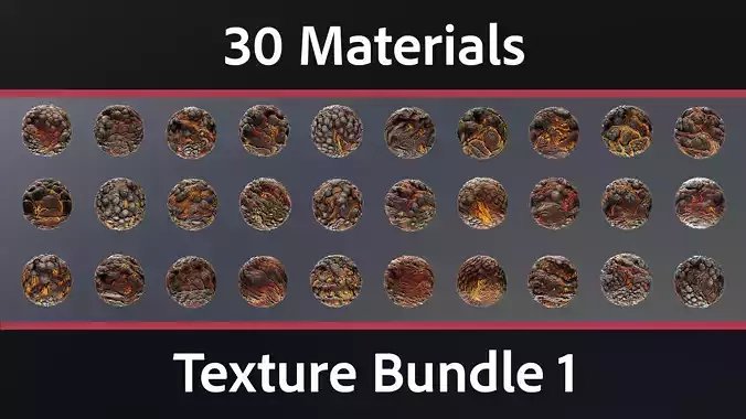 30 Materials Lava Seamless PBR Bundle 1 Texture