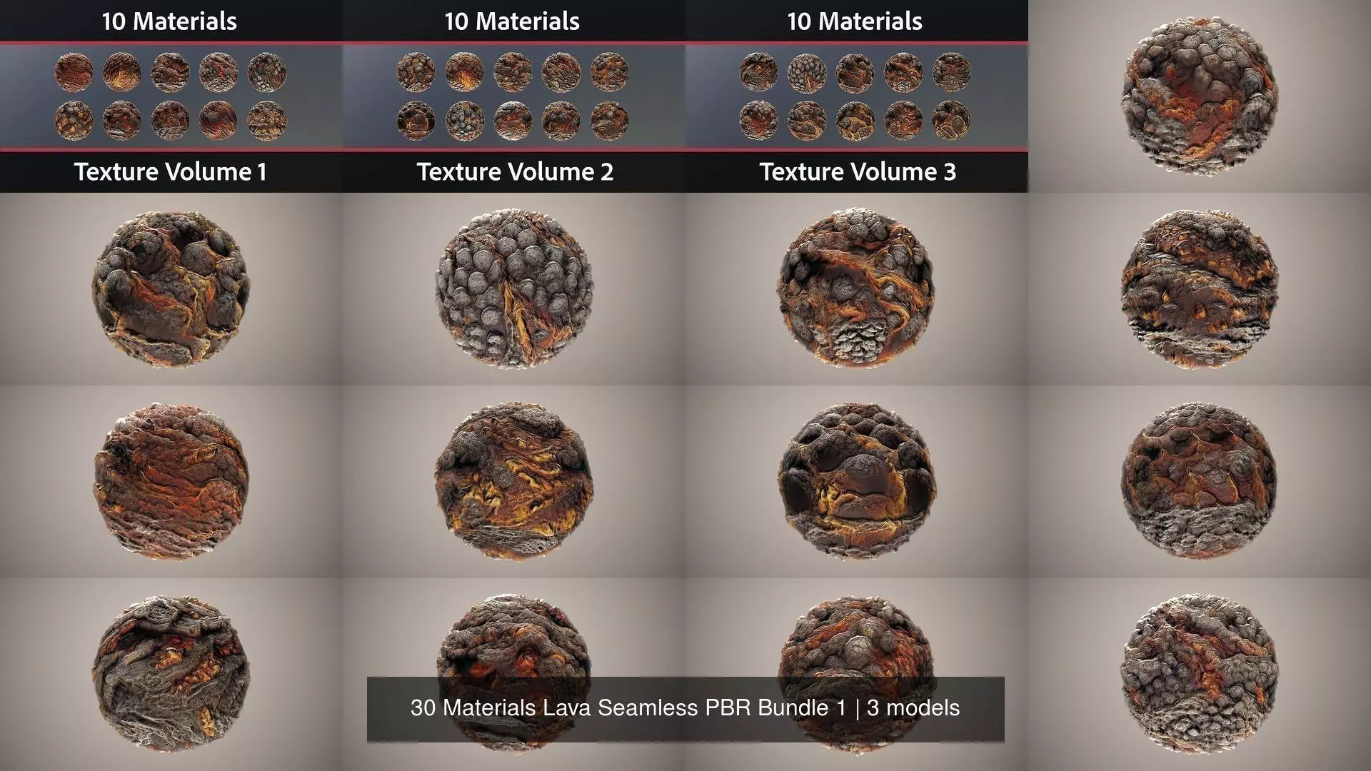 30 Materials Lava Seamless PBR Bundle 1 Texture_1