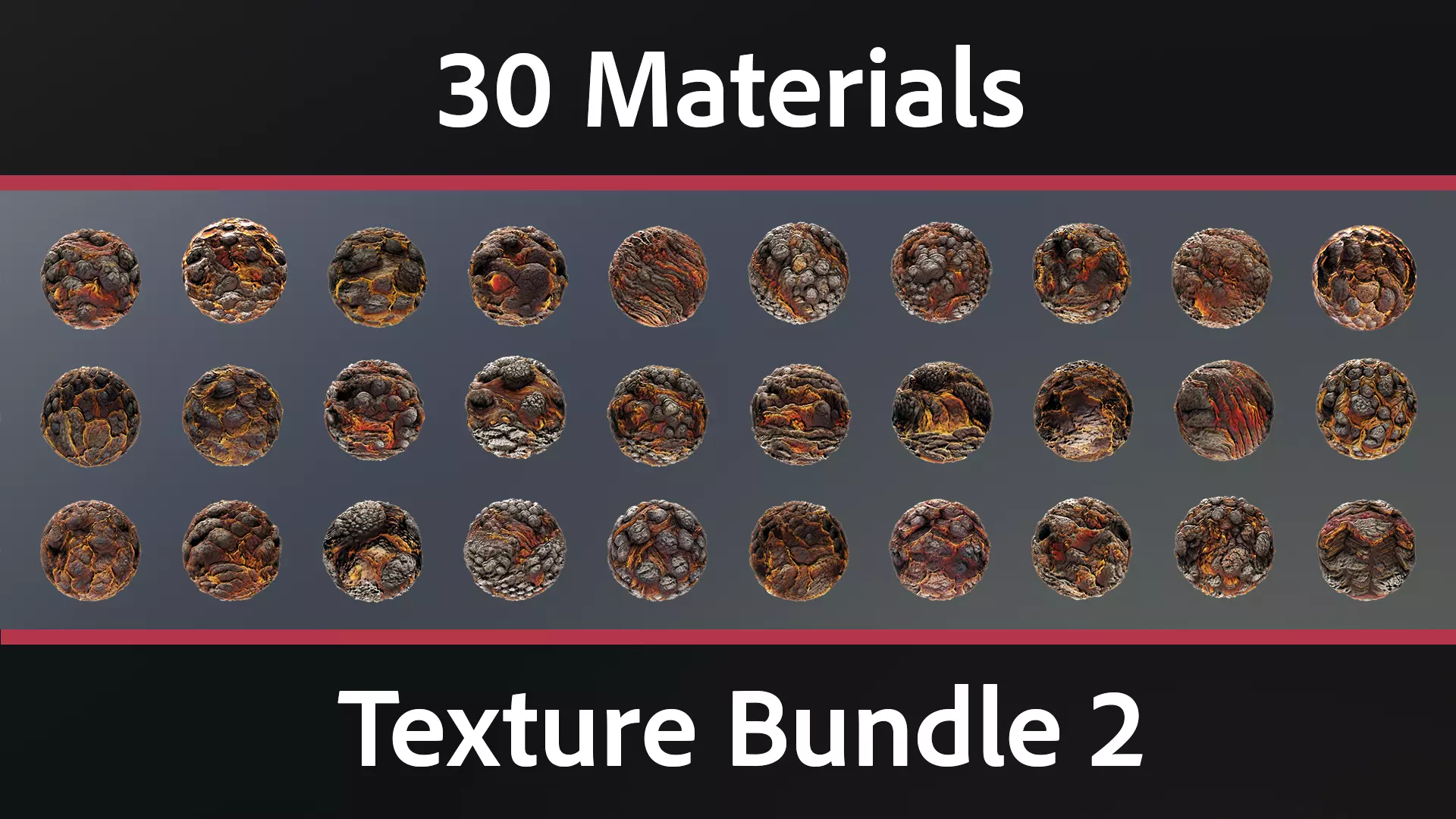 30 Materials Lava Seamless PBR Bundle 2 Texture_0