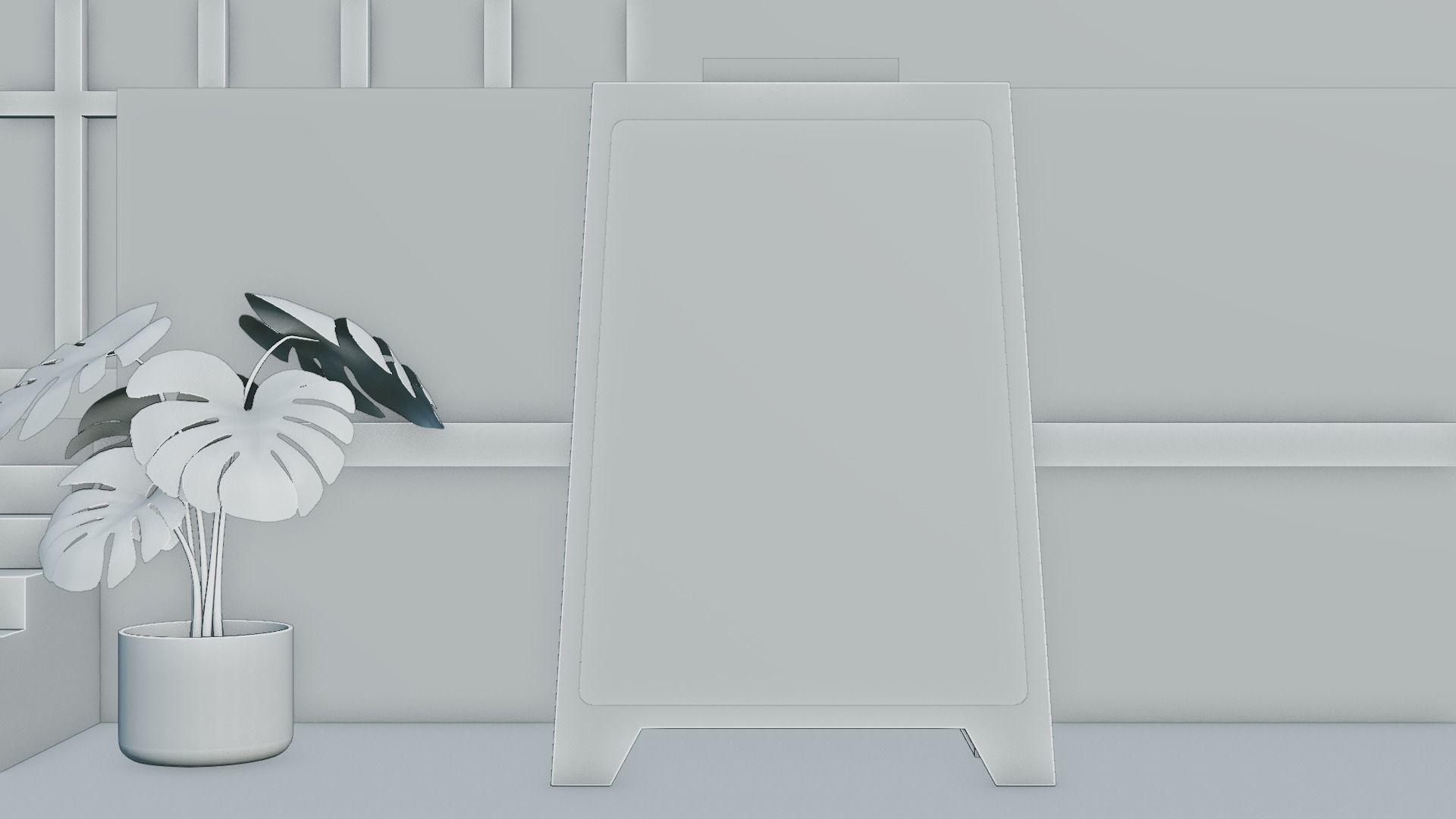 Sidewalk Folding Billboard 3D Model Low-poly 3D model_6