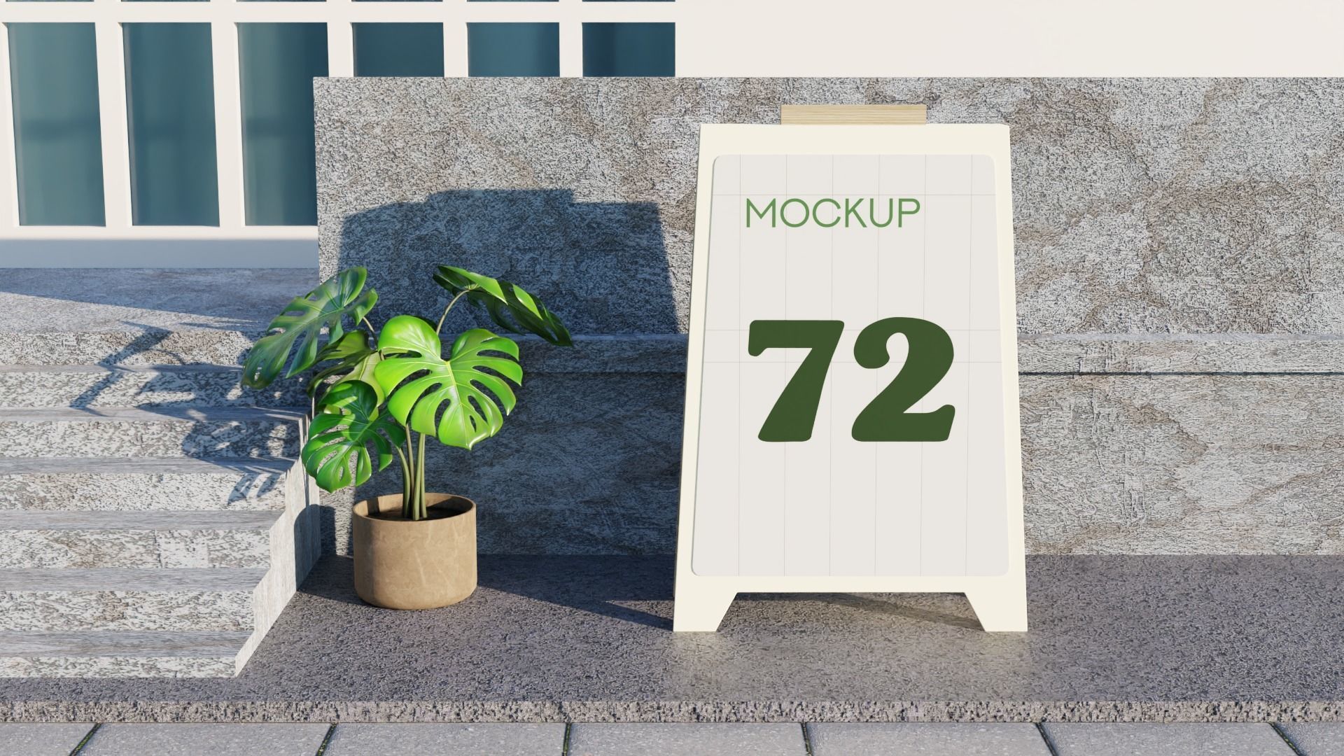 Sidewalk Folding Billboard 3D Model Low-poly 3D model_1