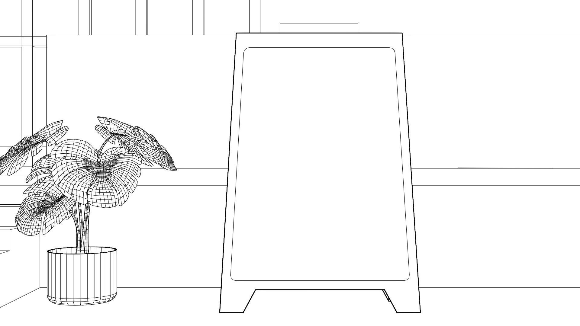 Sidewalk Folding Billboard 3D Model Low-poly 3D model_8