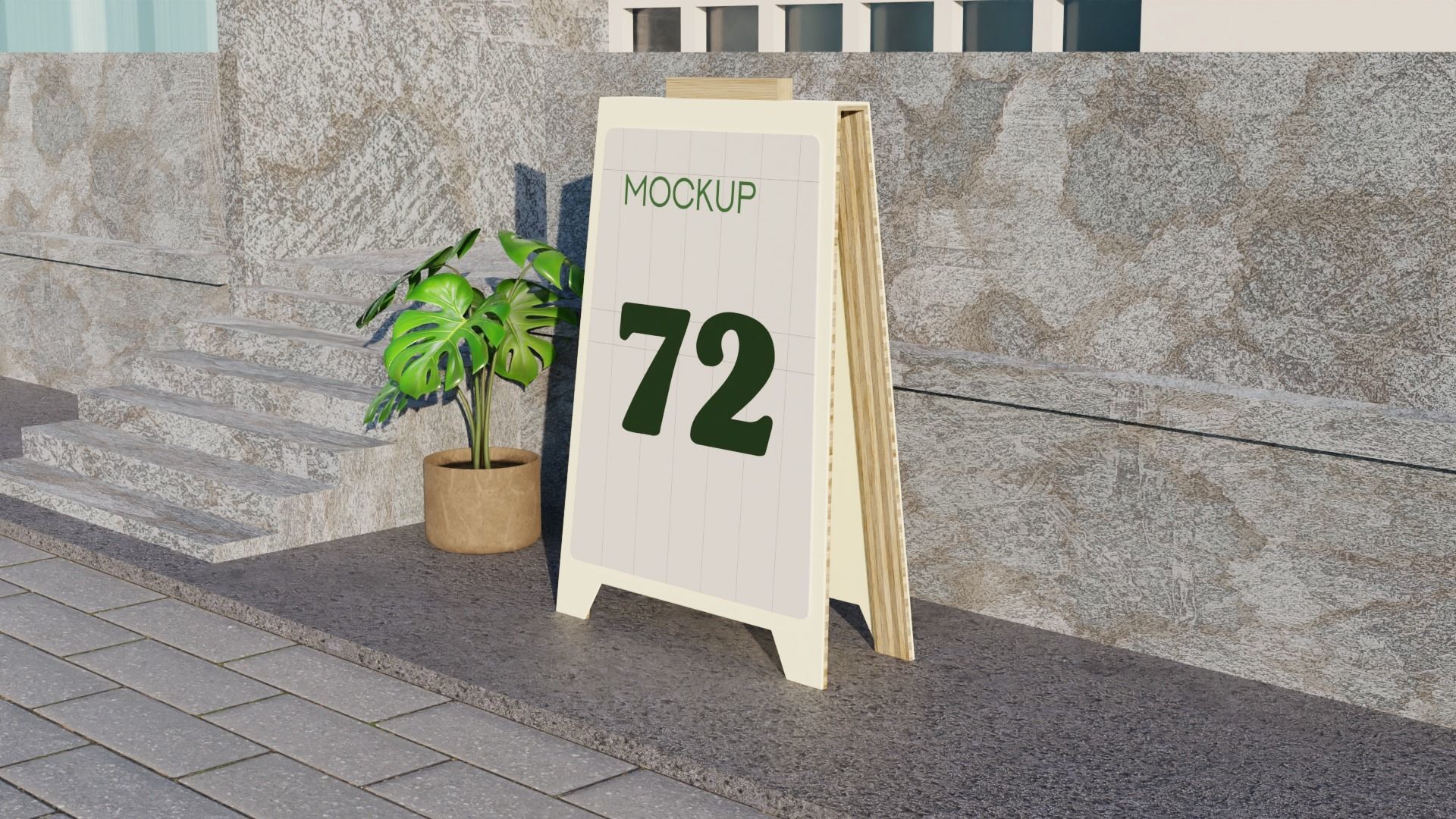 Sidewalk Folding Billboard 3D Model Low-poly 3D model_2