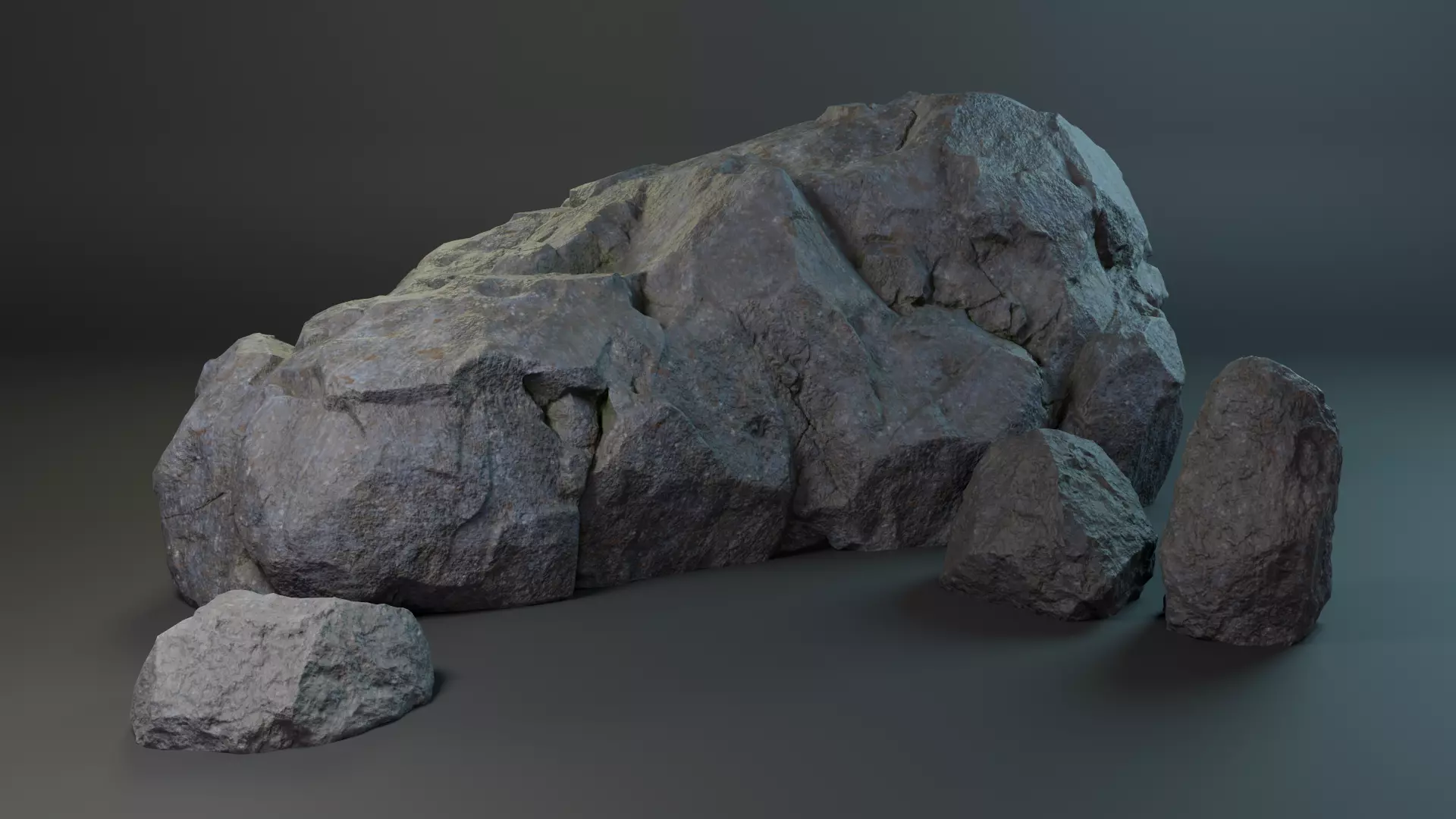 Rocks game-ready assets pack PBR Low-poly 3D model