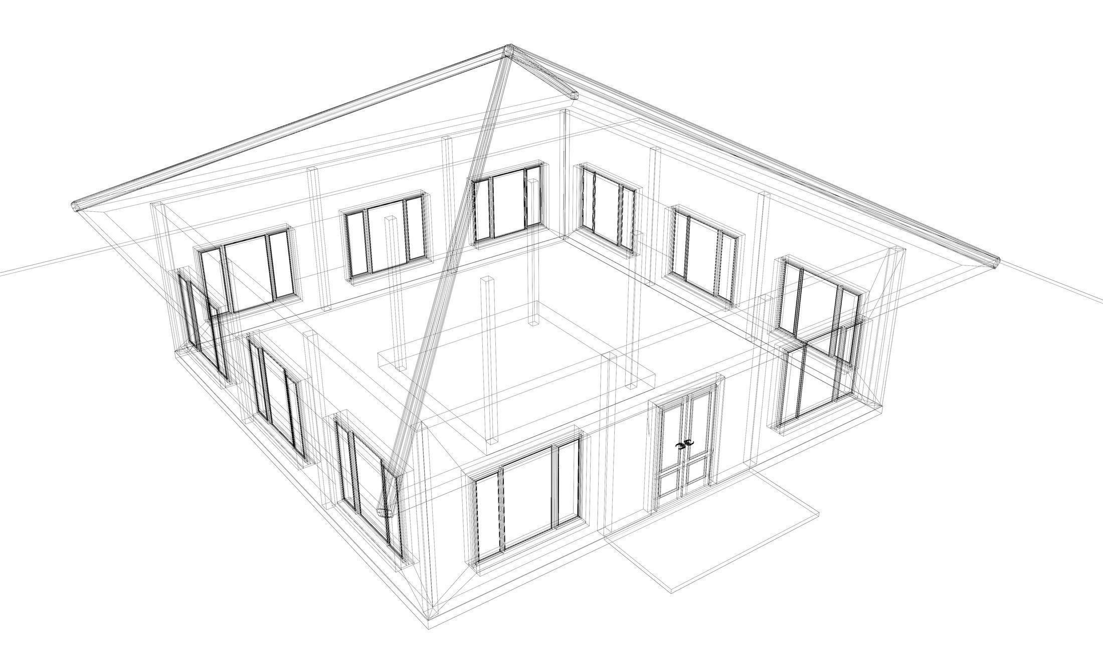 Small square house 3D model_6