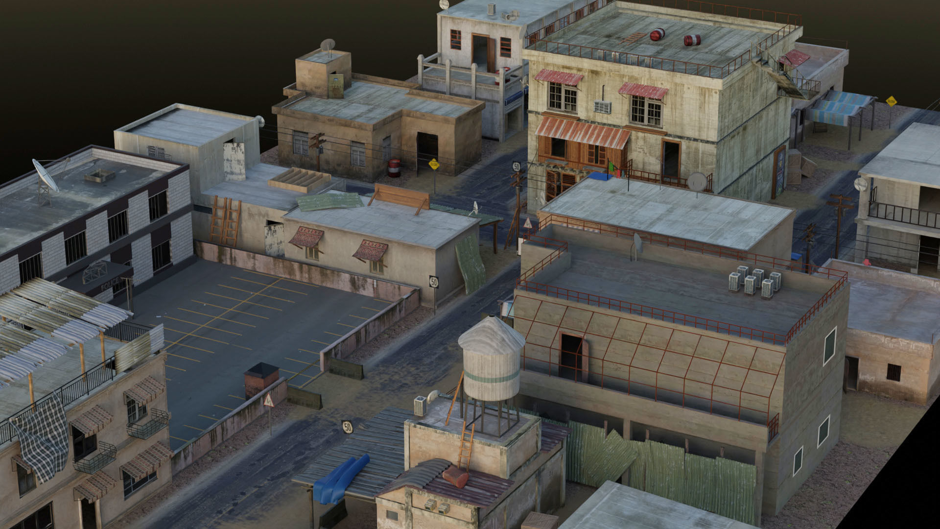 Arab City Block Full Low-poly 3D model_13