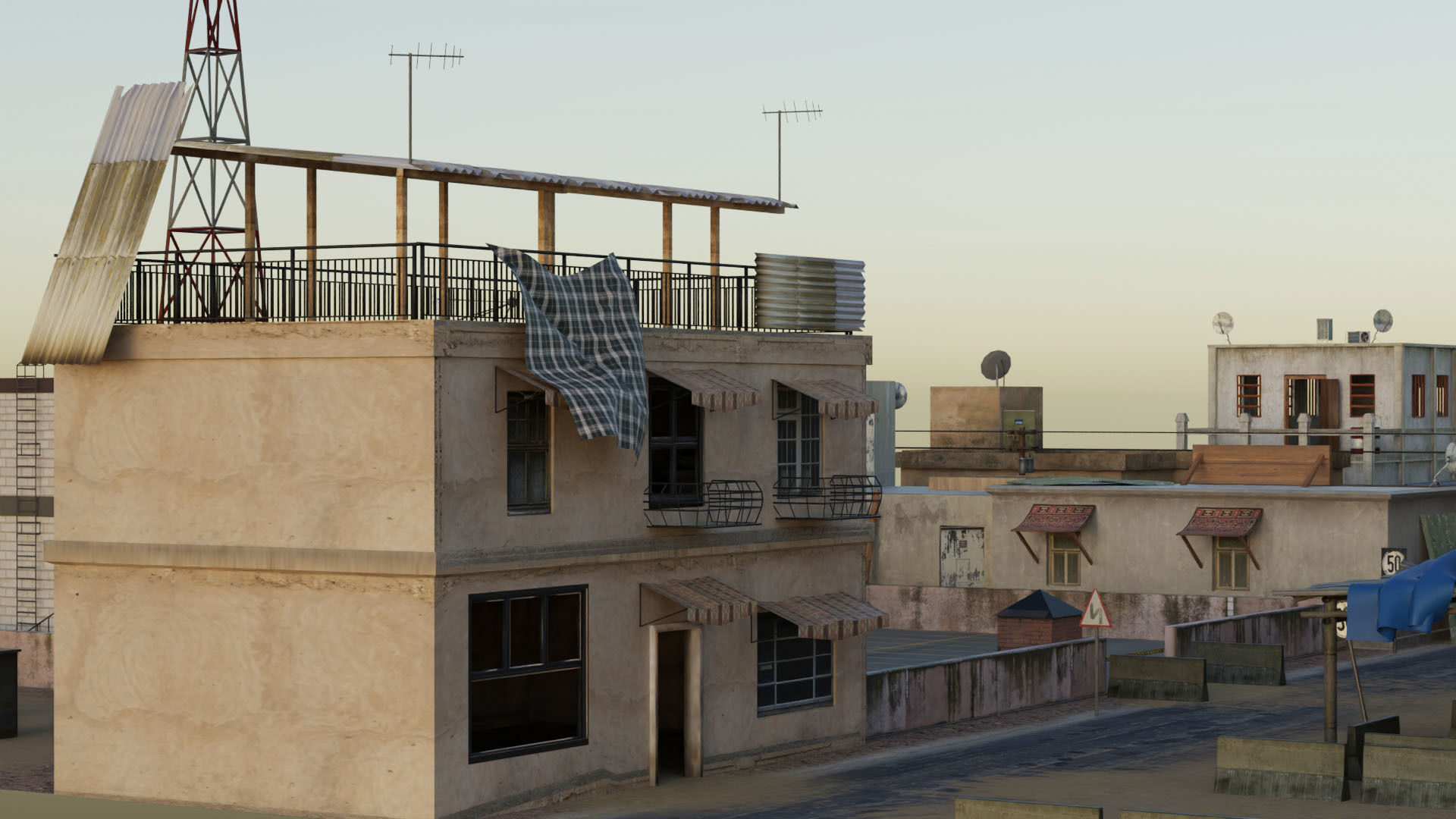 Arab City Block Full Low-poly 3D model_9