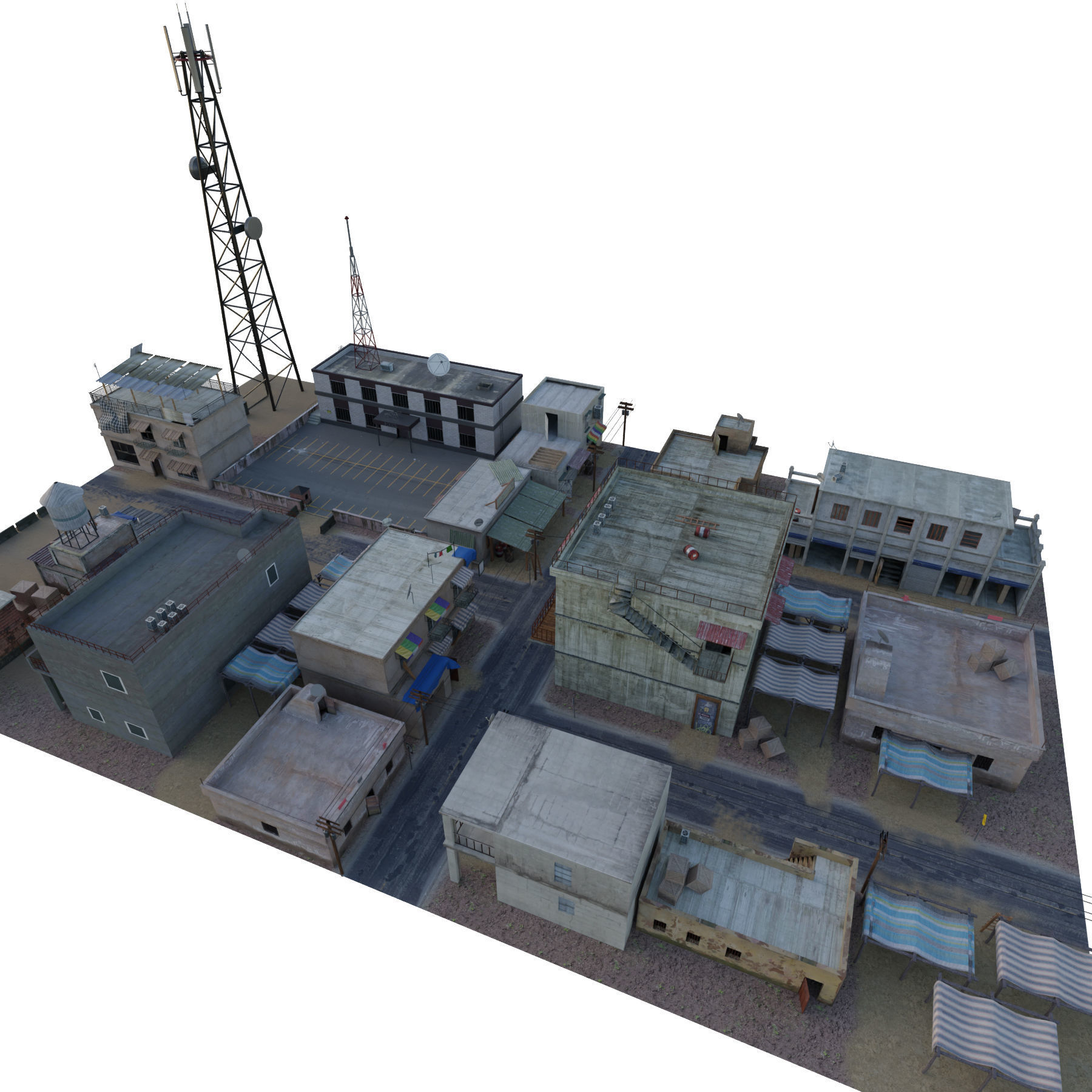 Arab City Block Full Low-poly 3D model_6