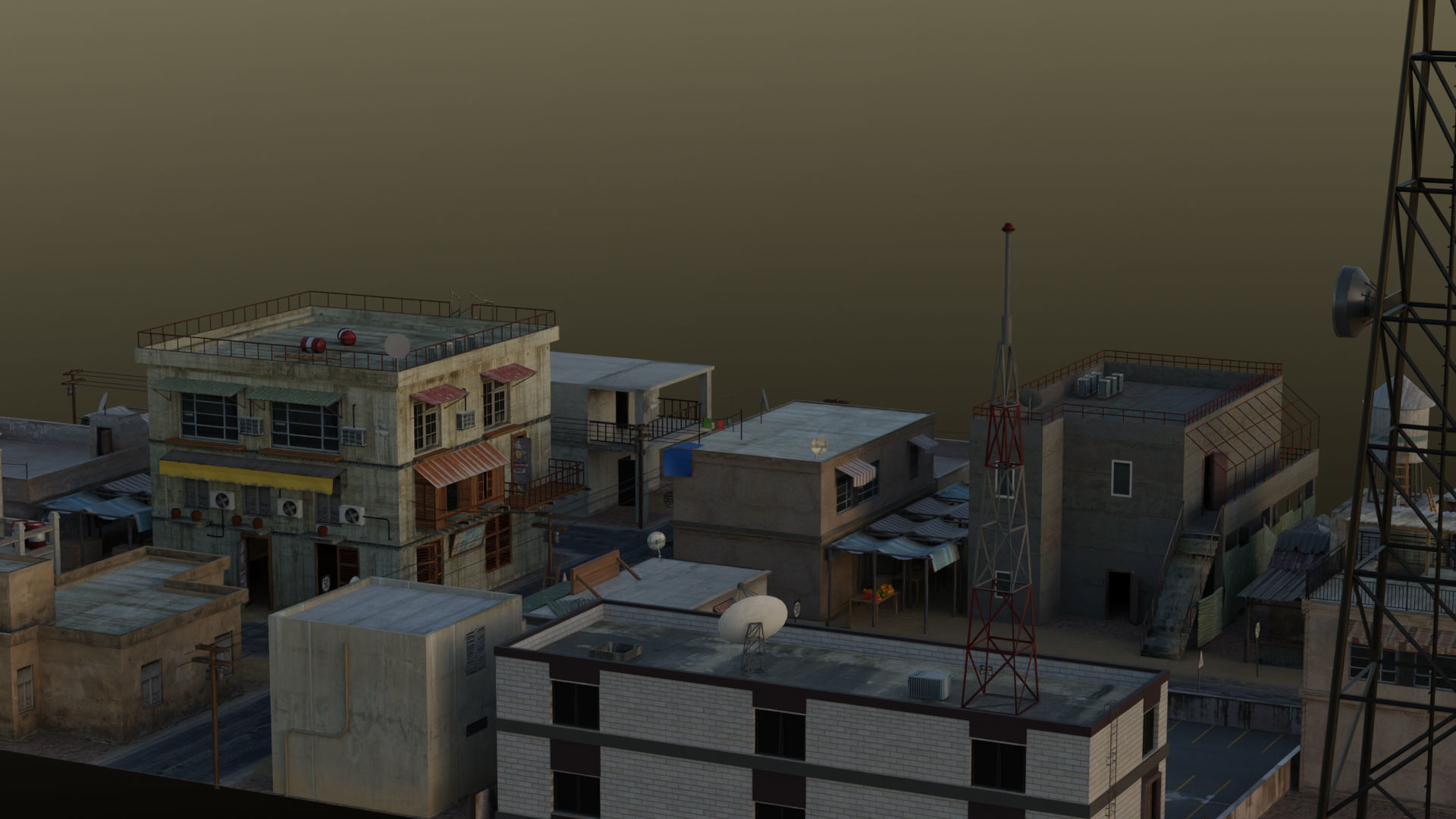 Arab City Block Full Low-poly 3D model_15