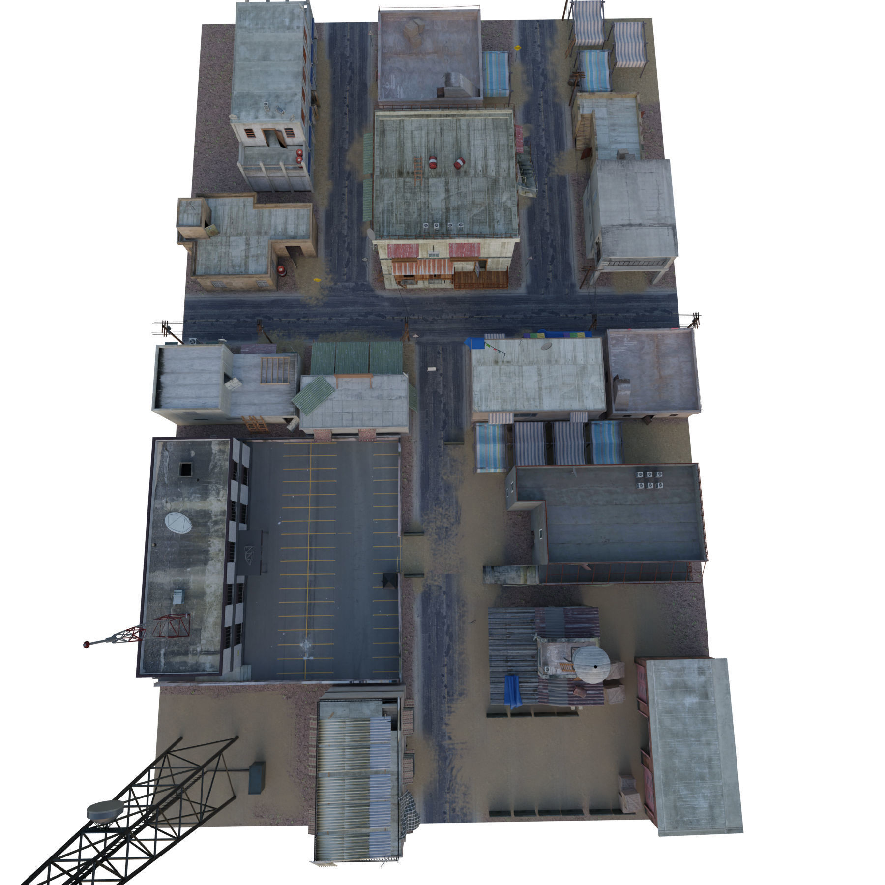 Arab City Block Full Low-poly 3D model_8