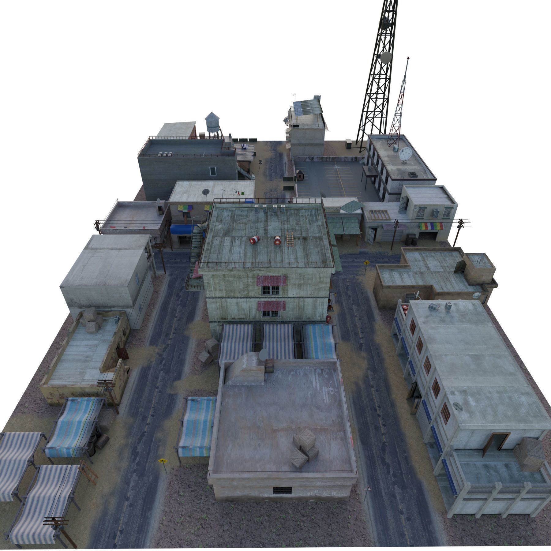 Arab City Block Full Low-poly 3D model_7