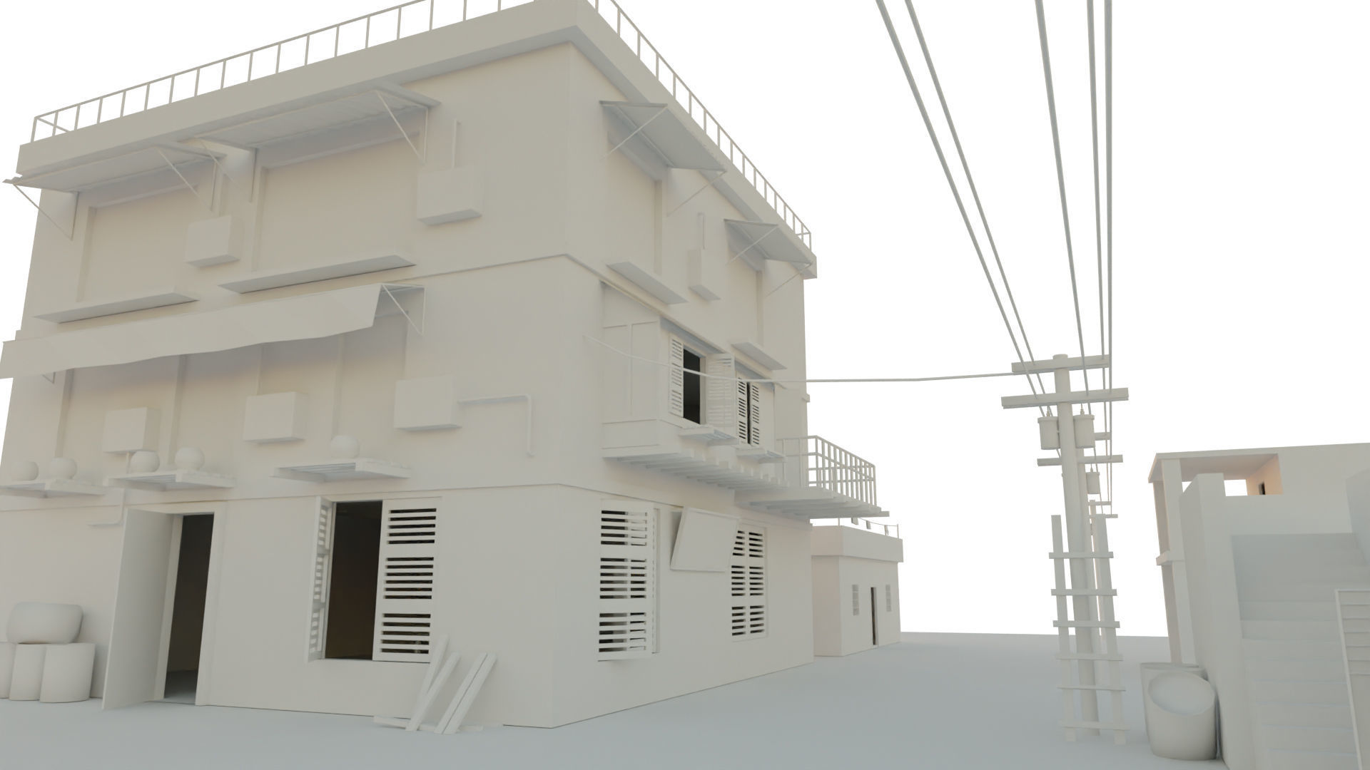 Arab City Block Full Low-poly 3D model_35