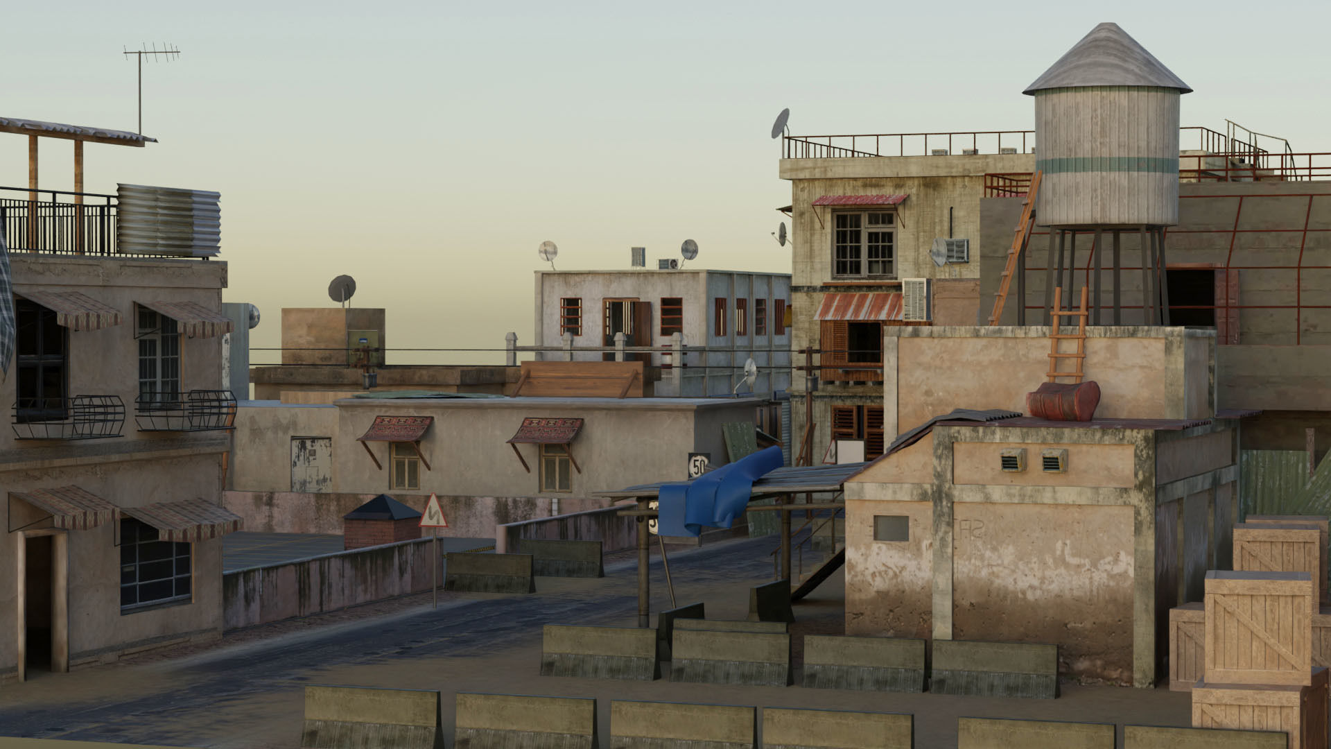 Arab City Block Full Low-poly 3D model_5