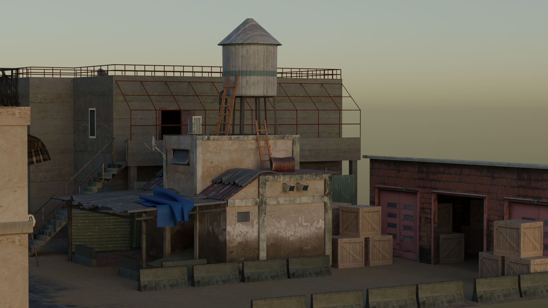 Arab City Block Full Low-poly 3D model_11