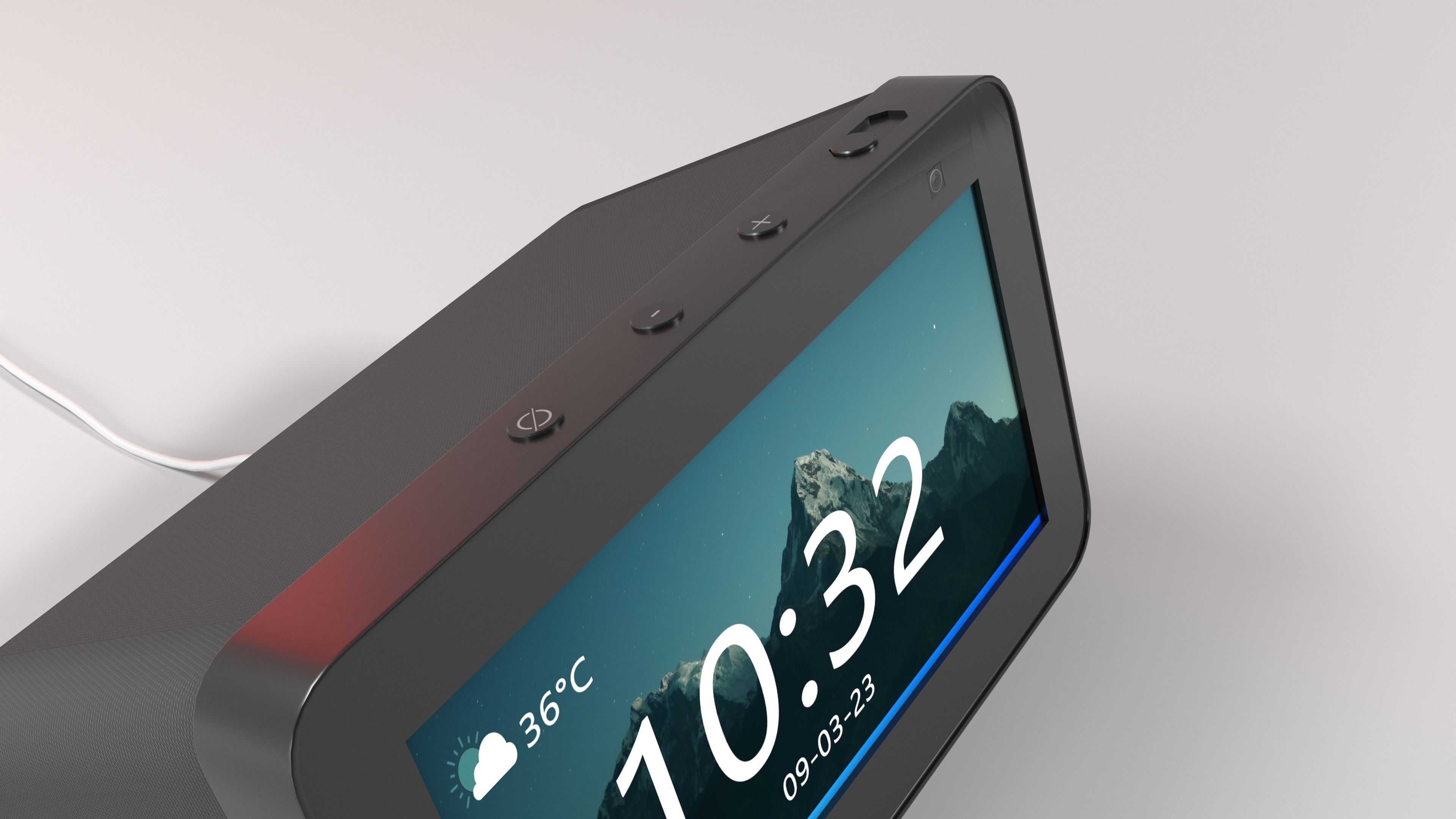 Amazon echo show 5 with white blue and black colors Low-poly 3D model_3