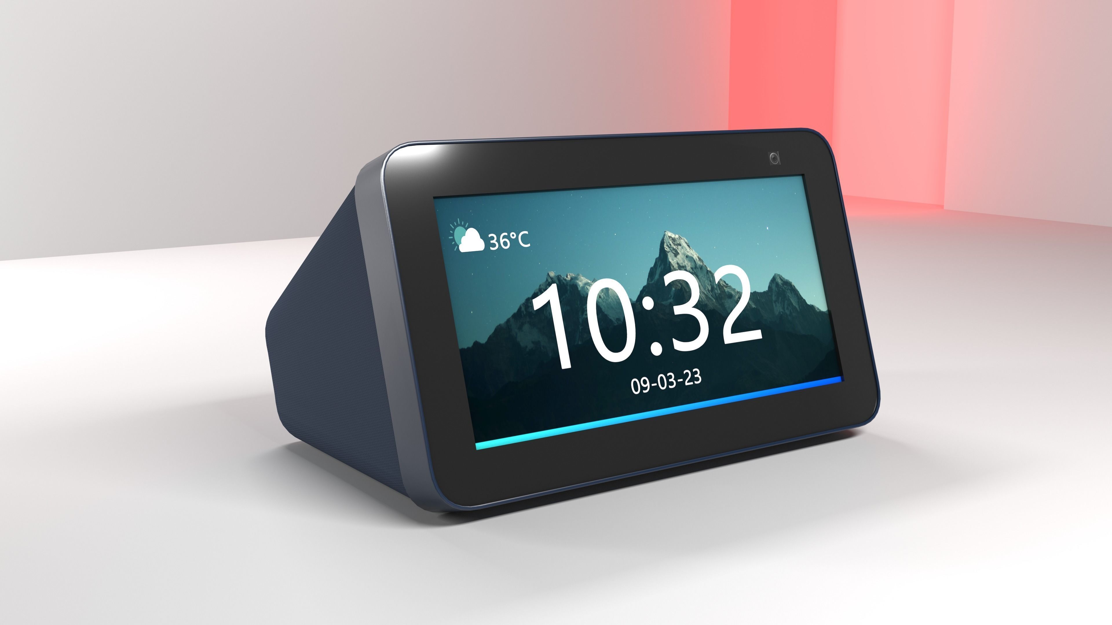 Amazon echo show 5 with white blue and black colors Low-poly 3D model_2