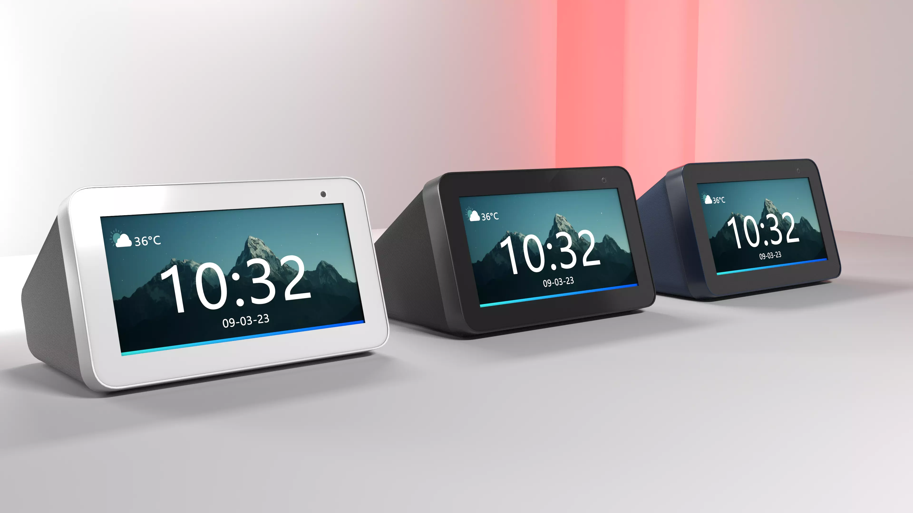 Amazon echo show 5 with white blue and black colors Low-poly 3D model_0