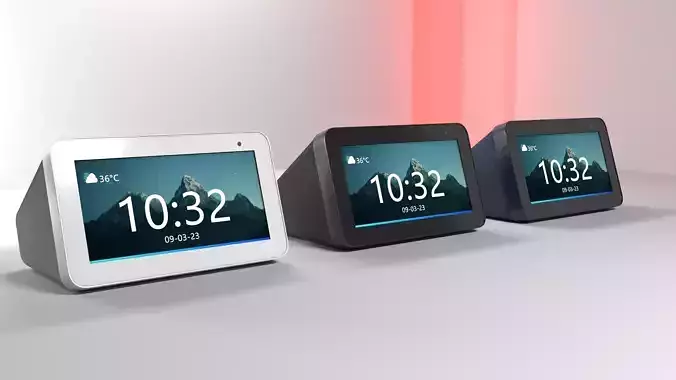 Amazon echo show 5 with white blue and black colors