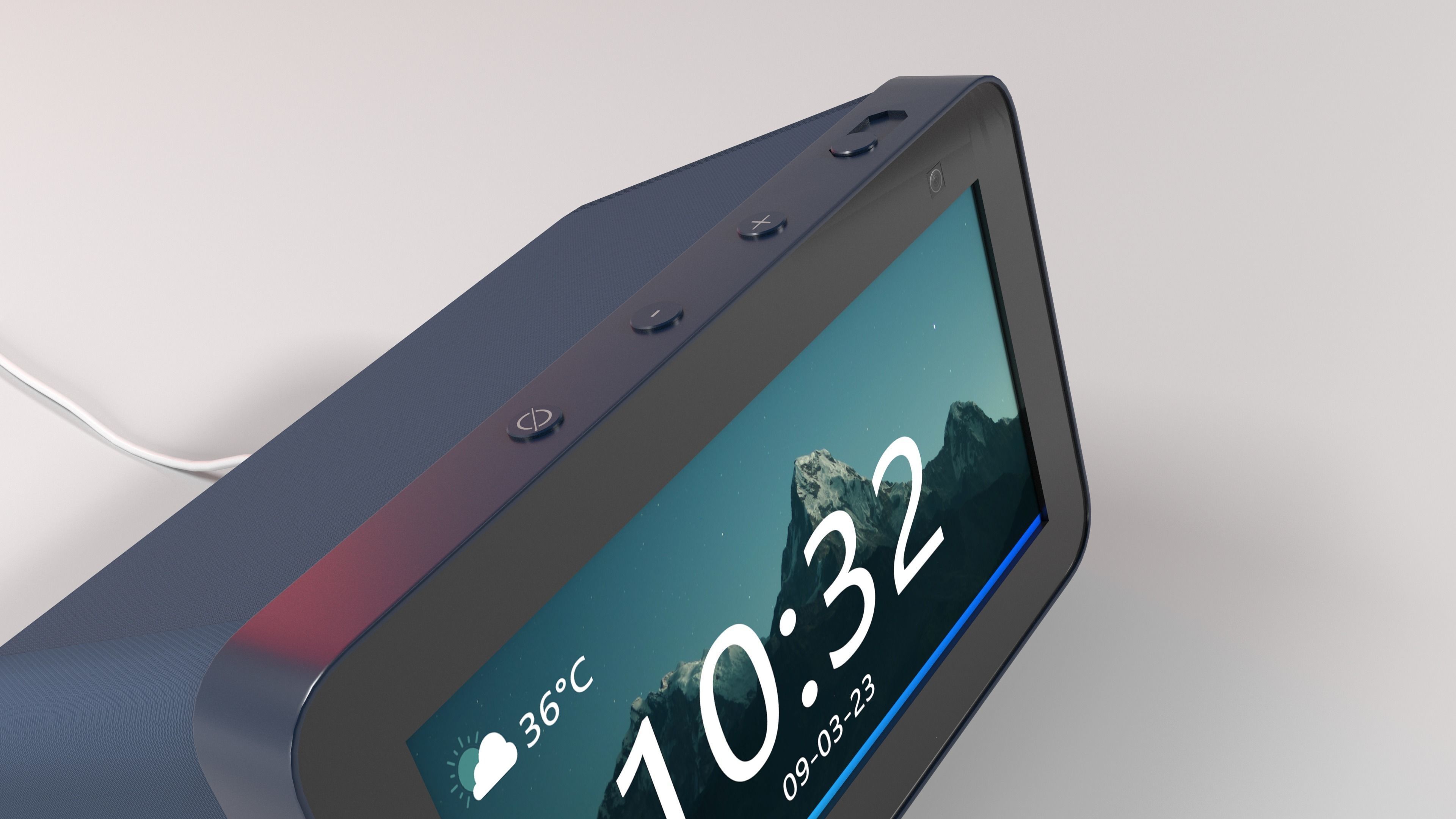 Amazon echo show 5 with white blue and black colors Low-poly 3D model_7