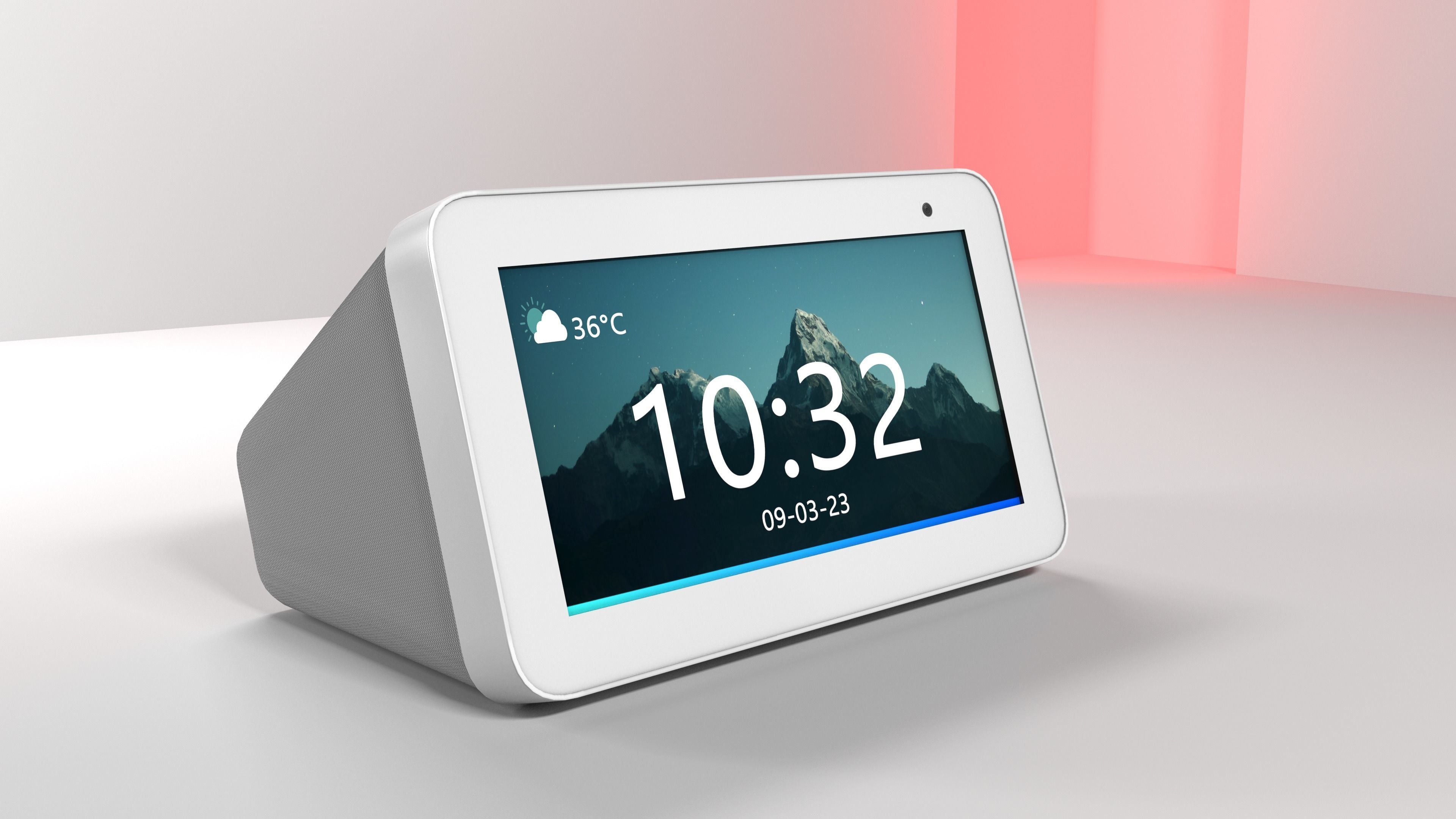 Amazon echo show 5 with white blue and black colors Low-poly 3D model_5