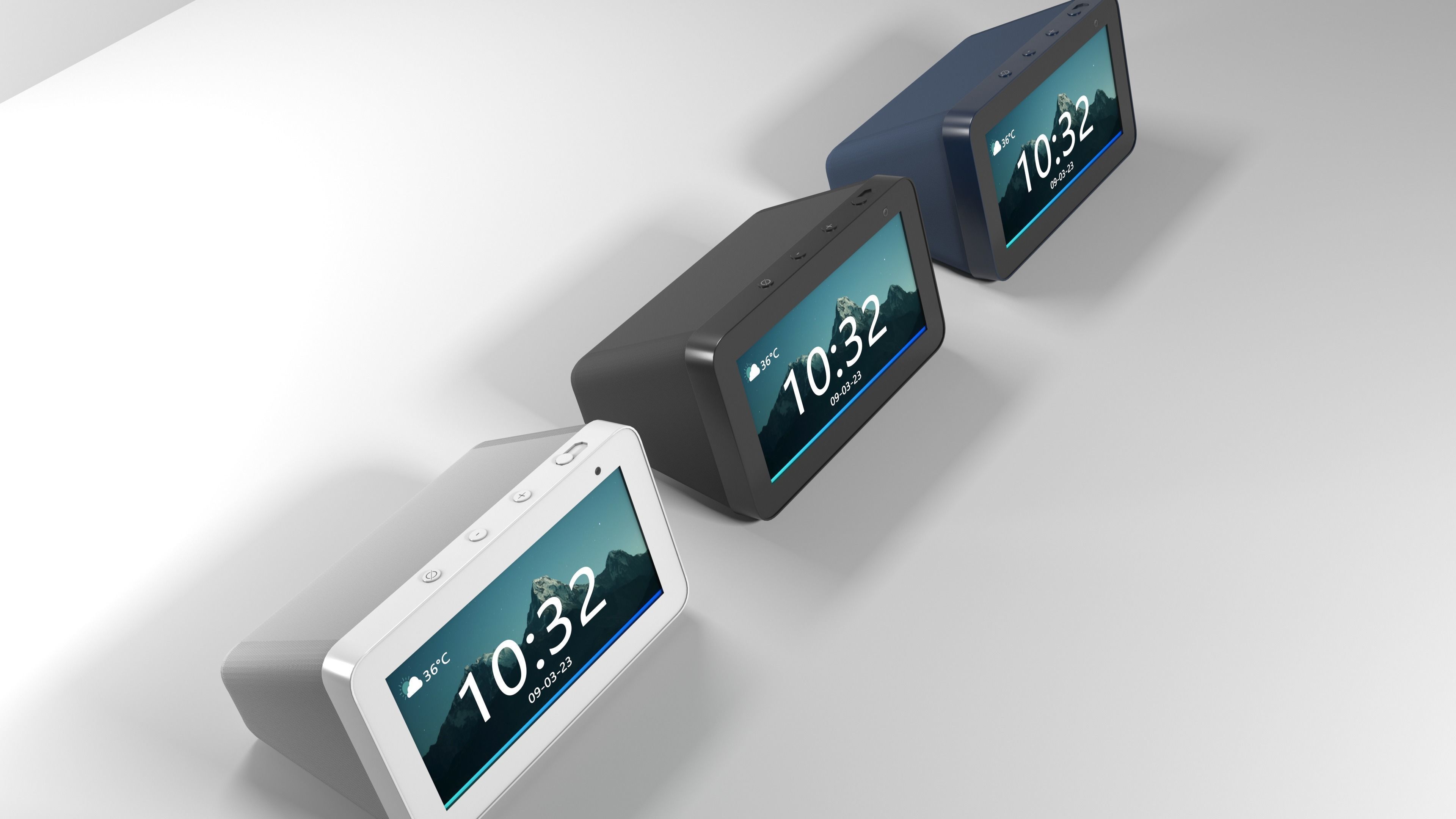 Amazon echo show 5 with white blue and black colors Low-poly 3D model_8