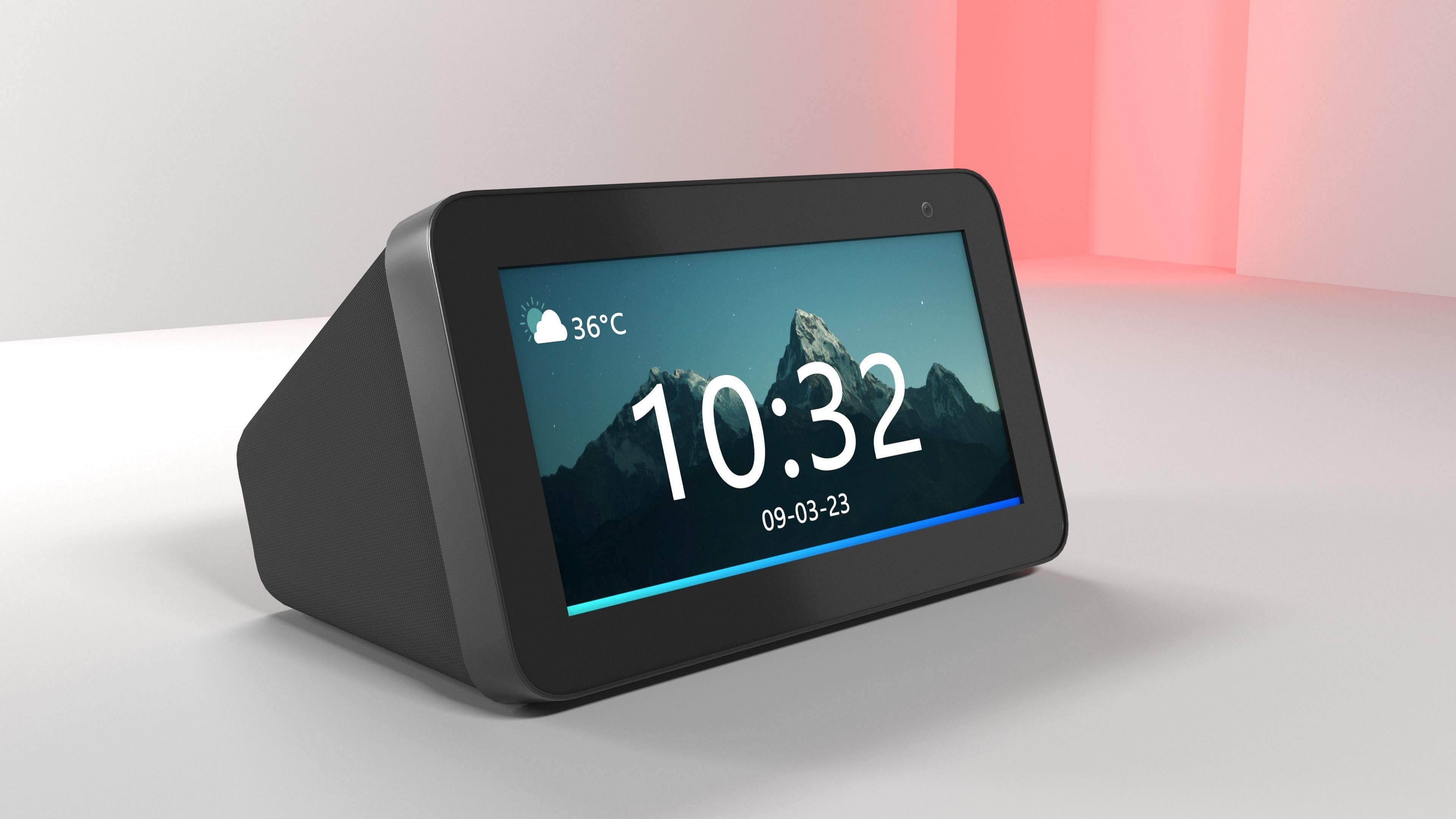 Amazon echo show 5 with white blue and black colors Low-poly 3D model_1