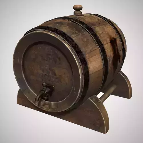 Old Wine Barrel Low-poly 3D model
