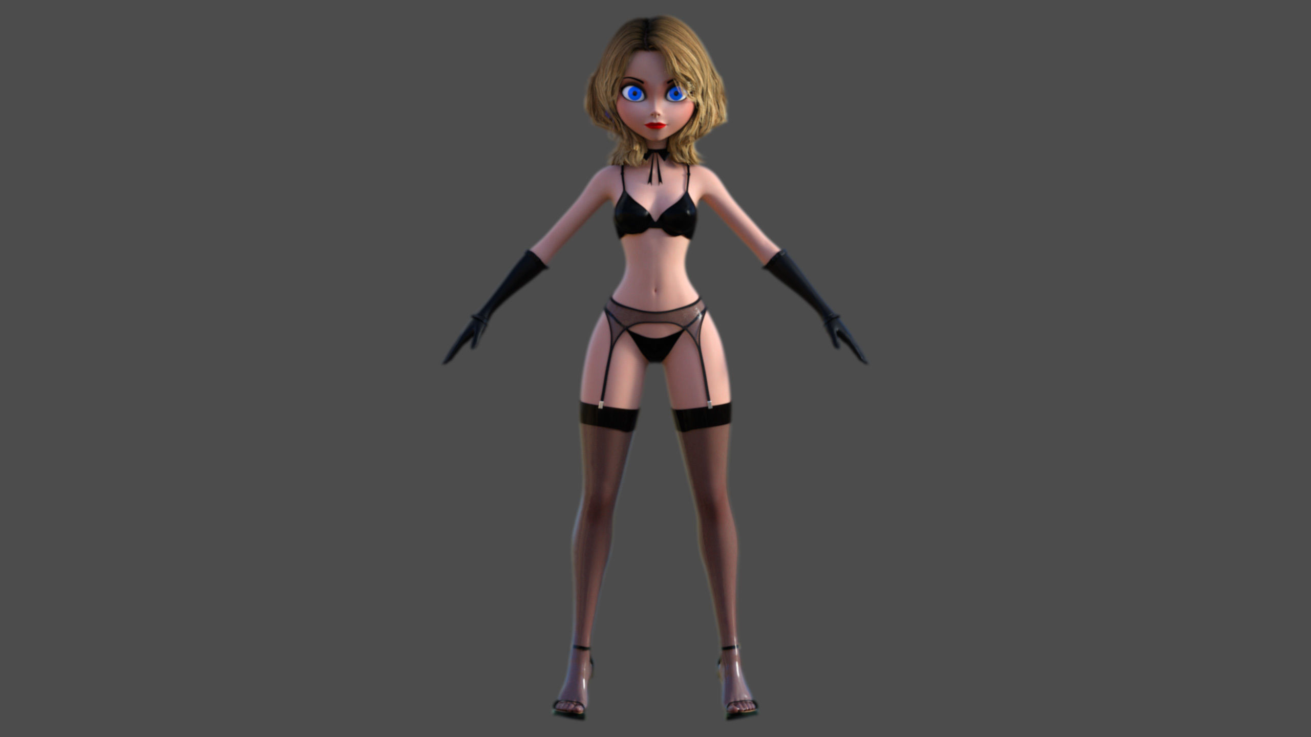 Cartoon Lingerie Model Low-poly 3D model_4