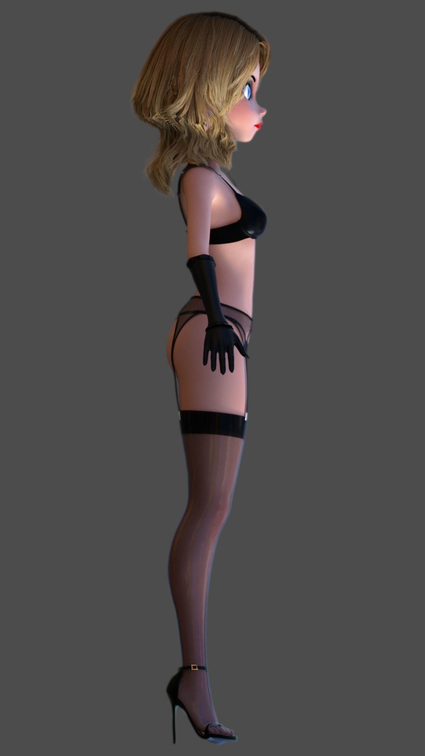 Cartoon Lingerie Model Low-poly 3D model_5
