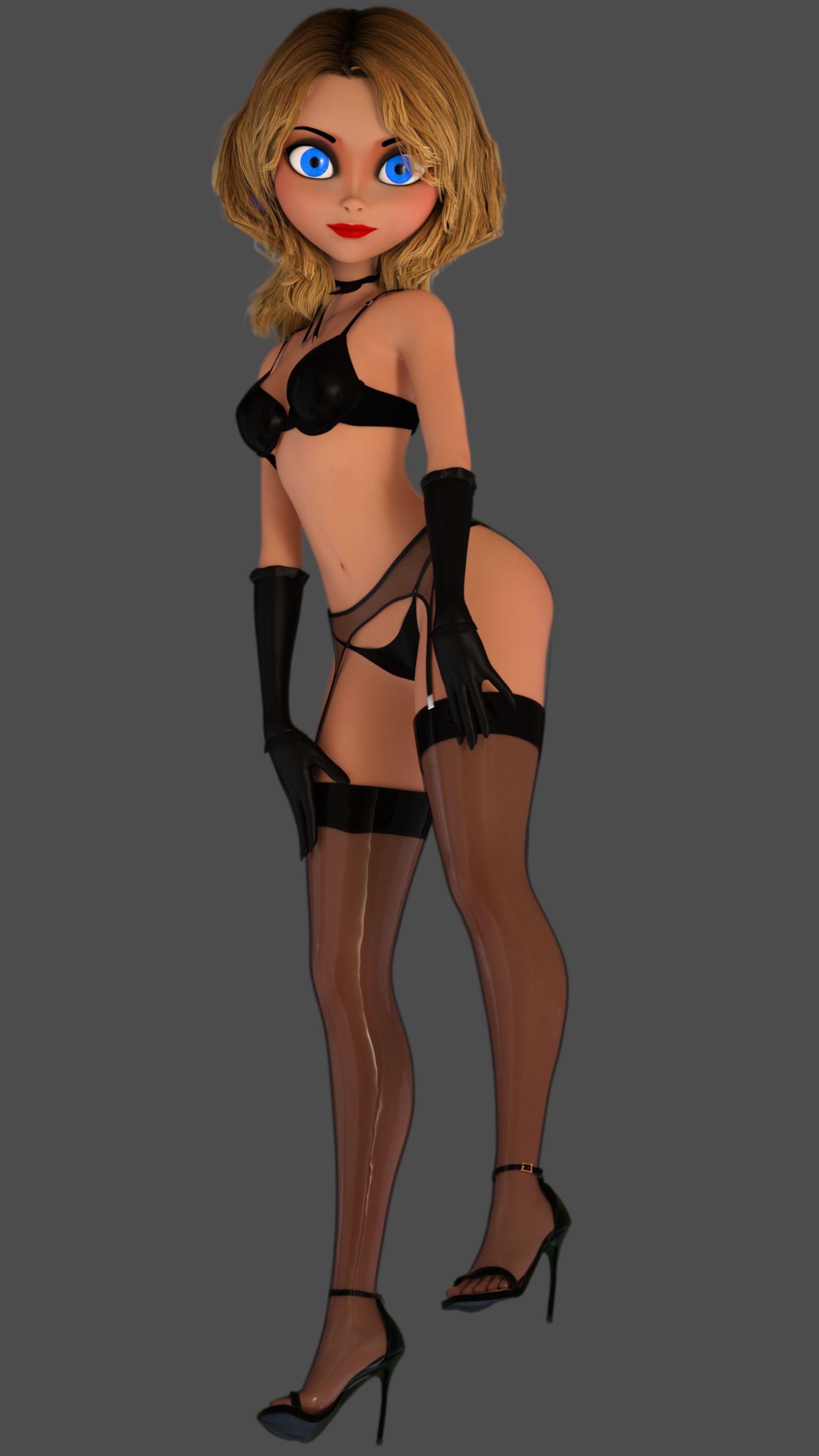 Cartoon Lingerie Model Low-poly 3D model_9