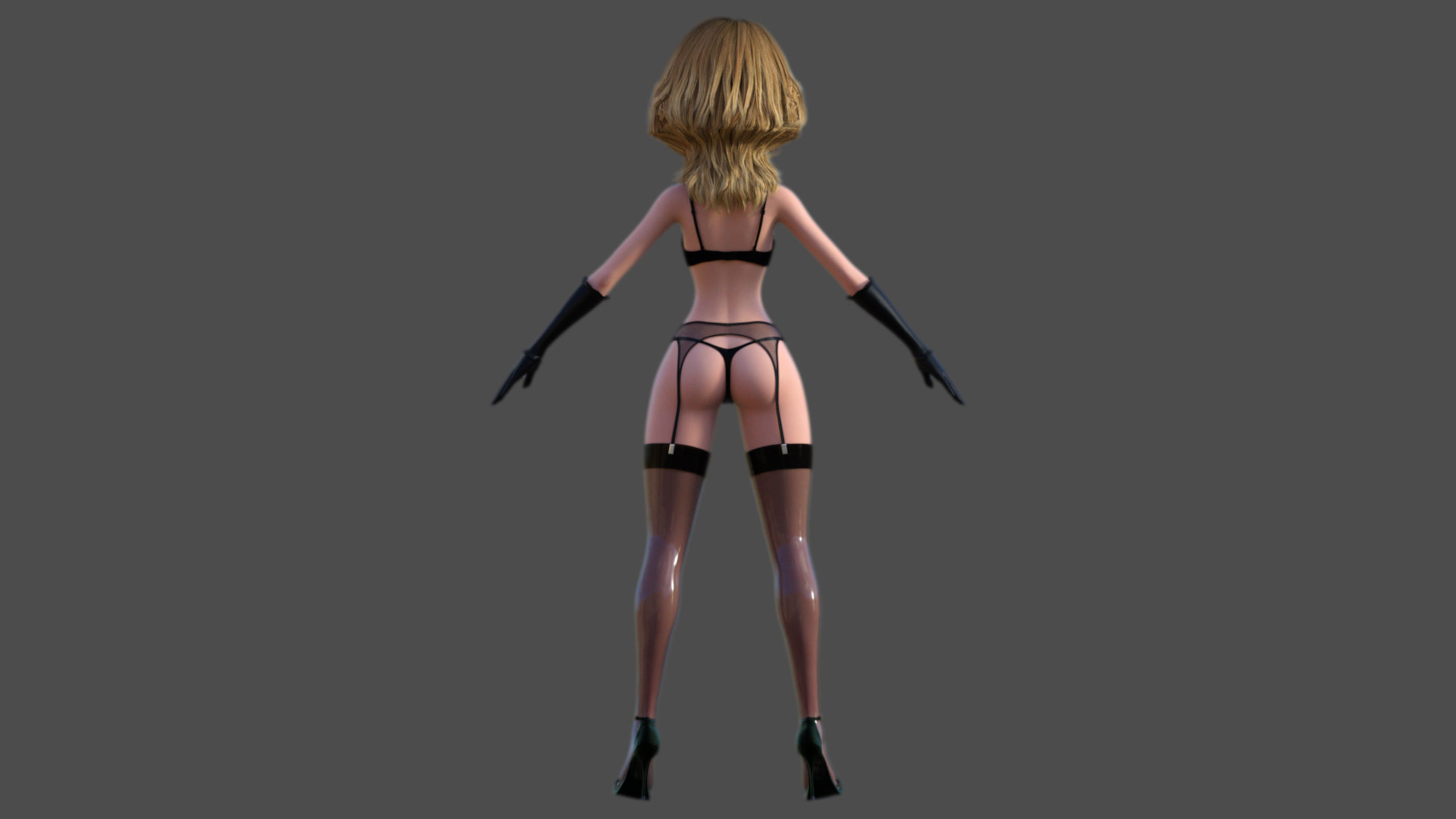 Cartoon Lingerie Model Low-poly 3D model_6
