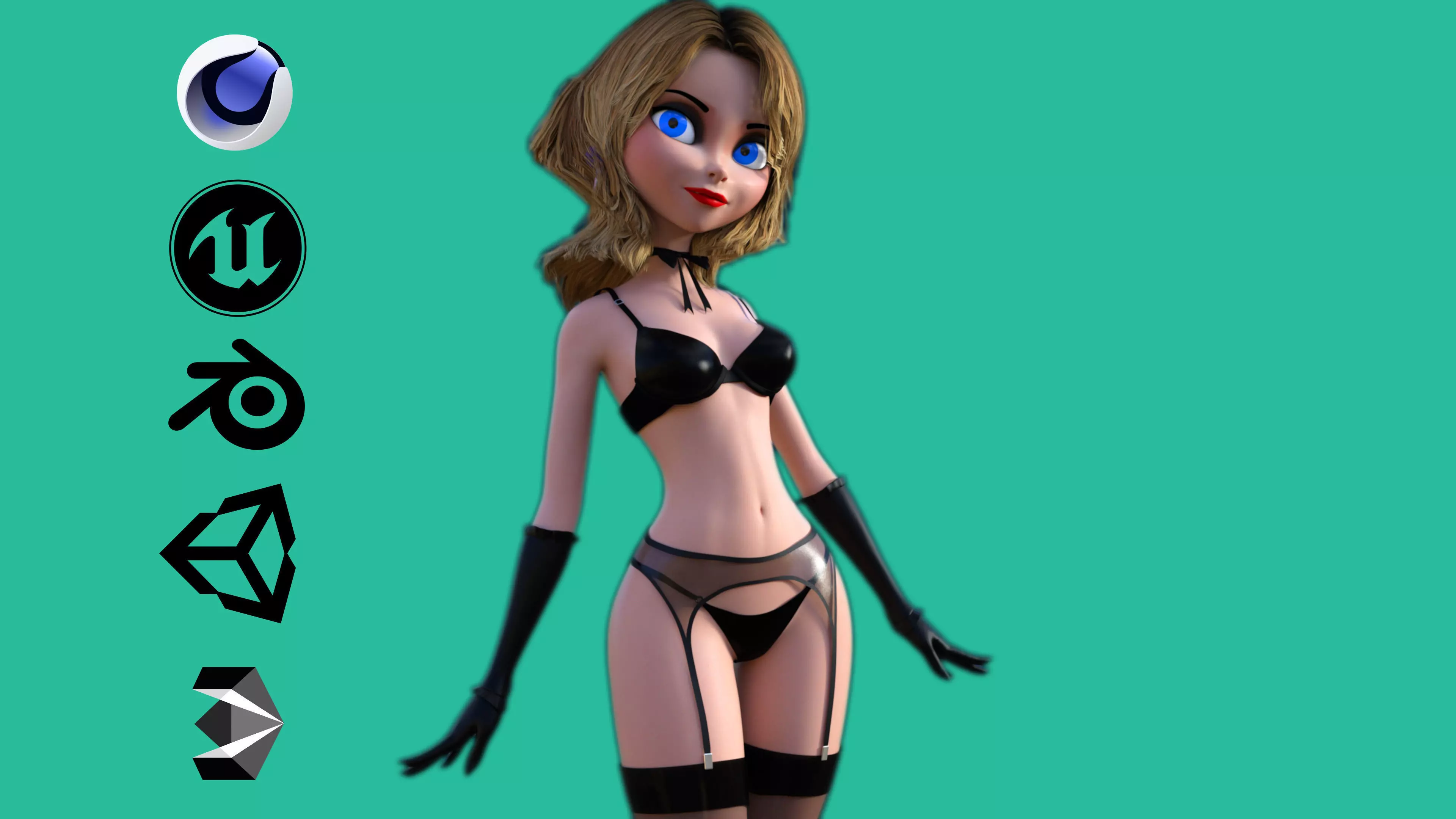 Cartoon Lingerie Model Low-poly 3D model_0