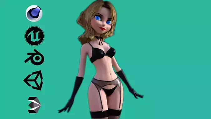 Cartoon Lingerie Model Low-poly 3D model