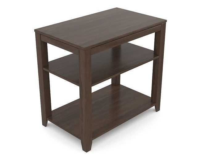 Table end with two shelves Low-poly 3D model