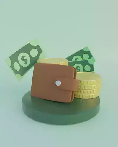 Economy Cash Icon Asset Blender Scene