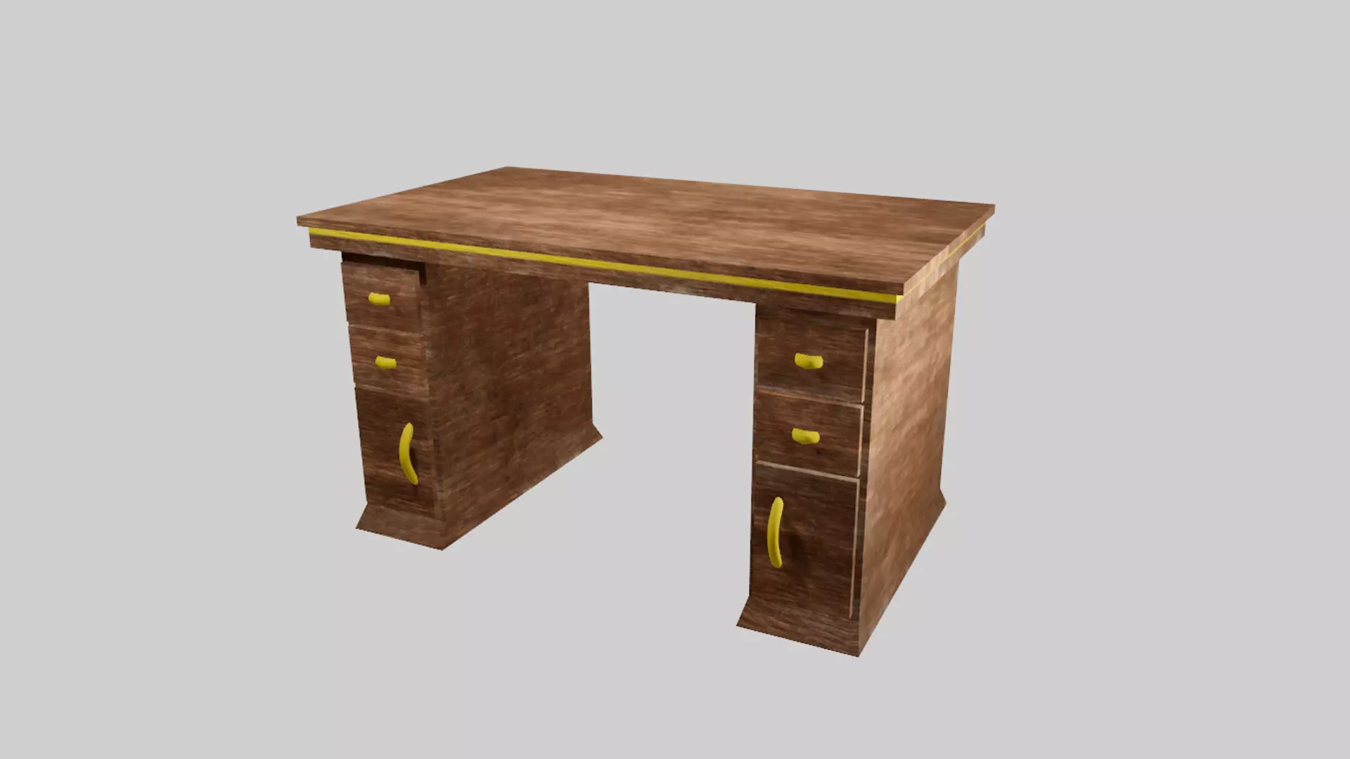 Lowpoli old desk Low-poly 3D model_0